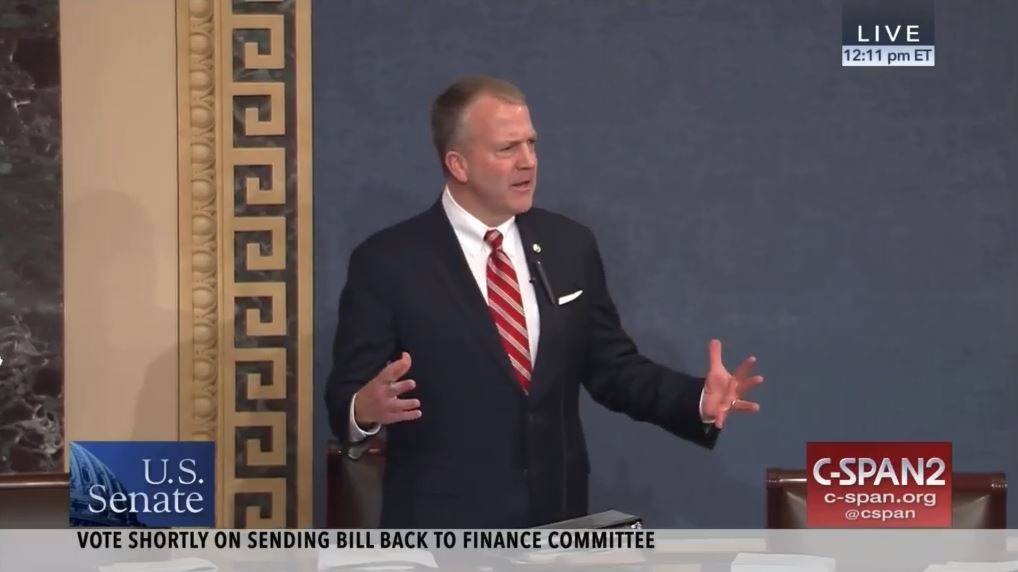 Sen. Dan Sullivan, R-Alaska, speaks on the floor of the U.S. Senate on Thursday, Nov. 30, 2017 as the Senate debates a Republican tax cut proposal. (C-SPAN video)