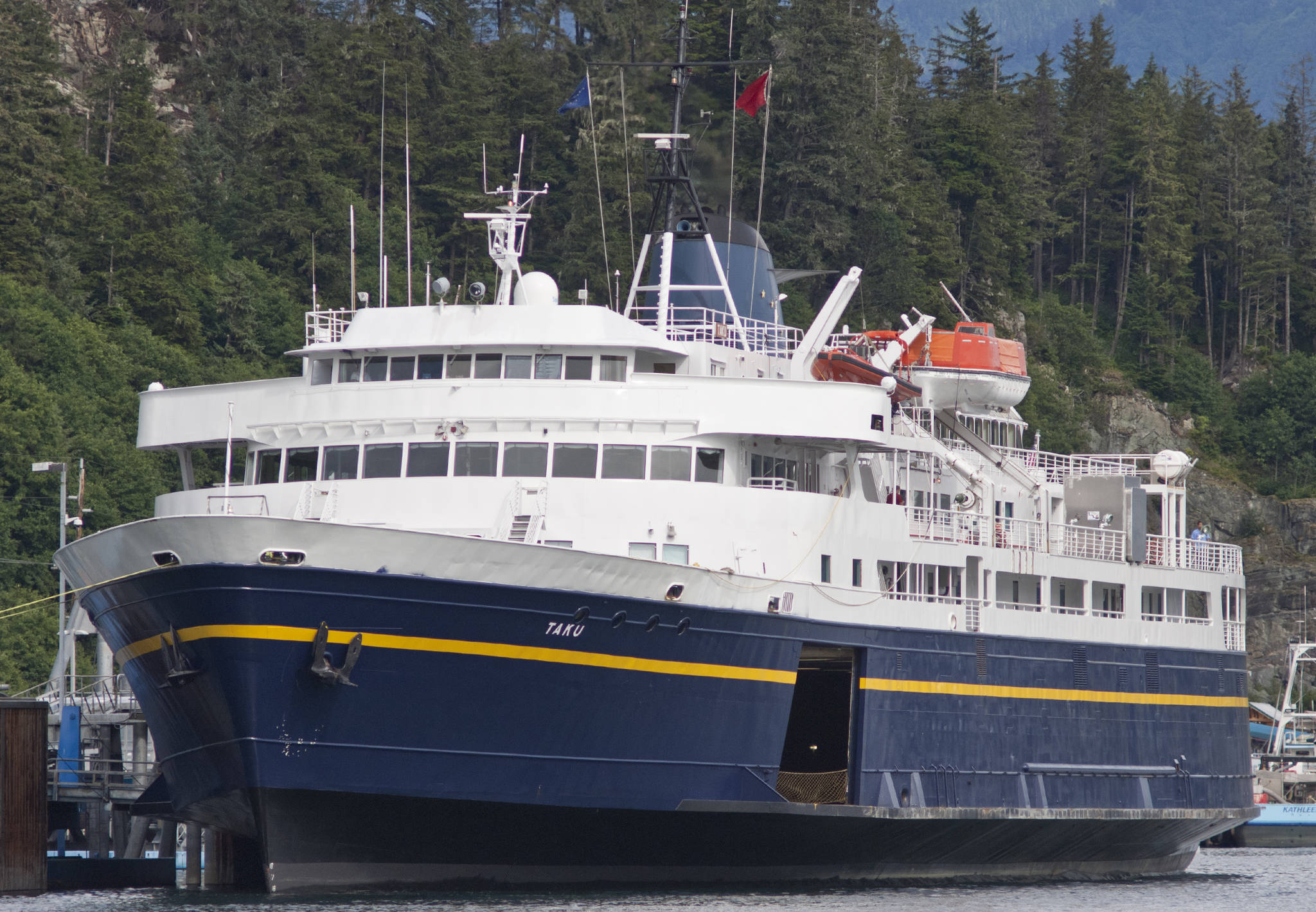 The State of Alaska is considering selling the Alaska Marine Highway ferry Taku. The ship was commissioned in 1963. (Michael Penn | Juneau Empire File)