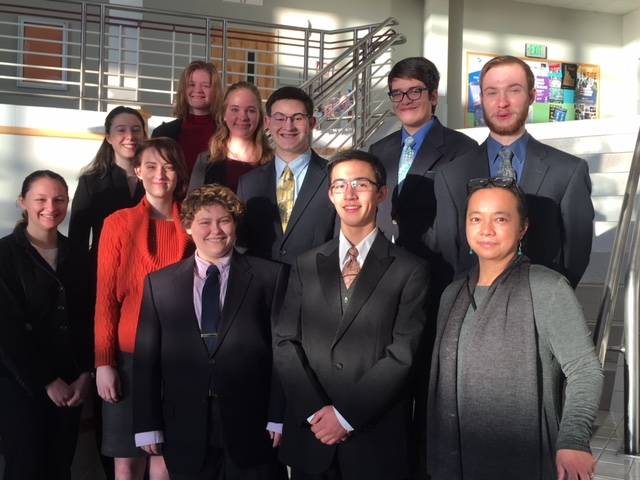 JDHS Academic Decathlon team: Kaitlyn Rapp, Nicole Mannix, Claire Engstrom, Janessa Goodman, Theo Houck, Gillian Smith, Alex Eagan, River Reyes-Boyer, Ramiro Garcia, Ethan Gilbert, K. Reyes (advisor)
