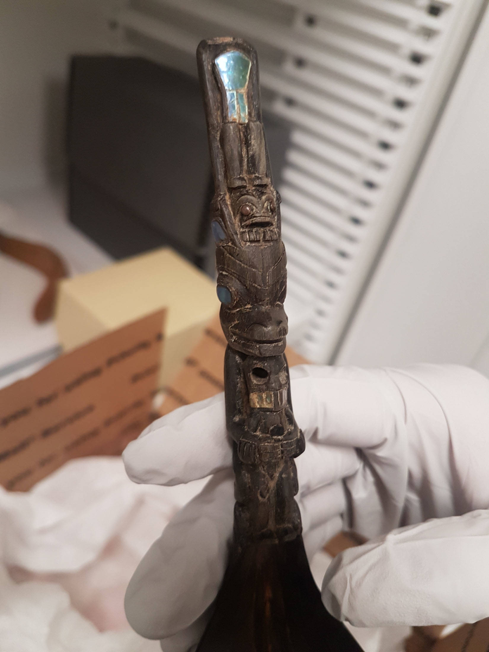 A carved goat horn spoon from the Sealaska Heritage Institute archive. Courtesy image.