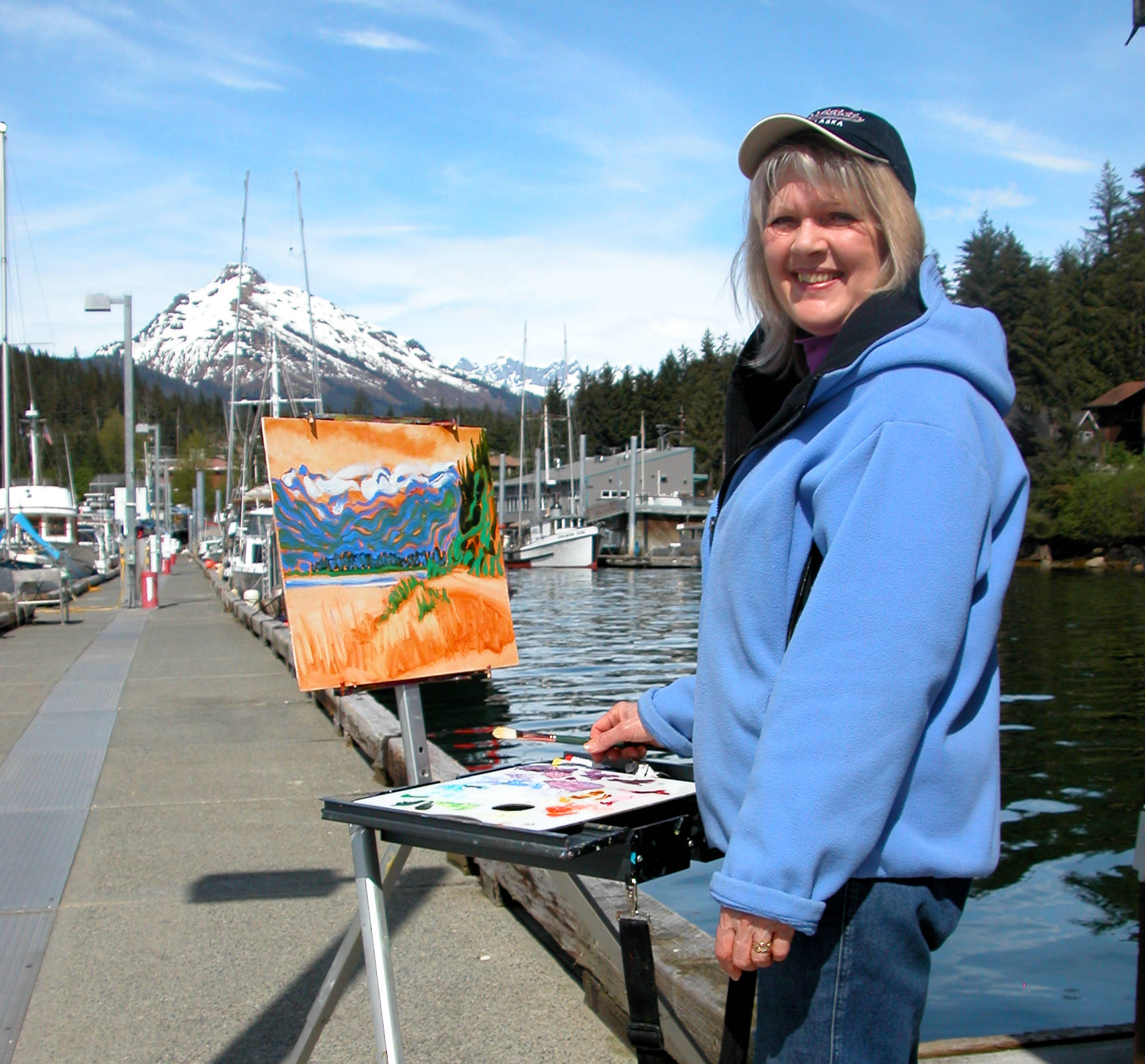 Writer paints at Statter Harbor at Auke Bay. Image courtesy of Writer.