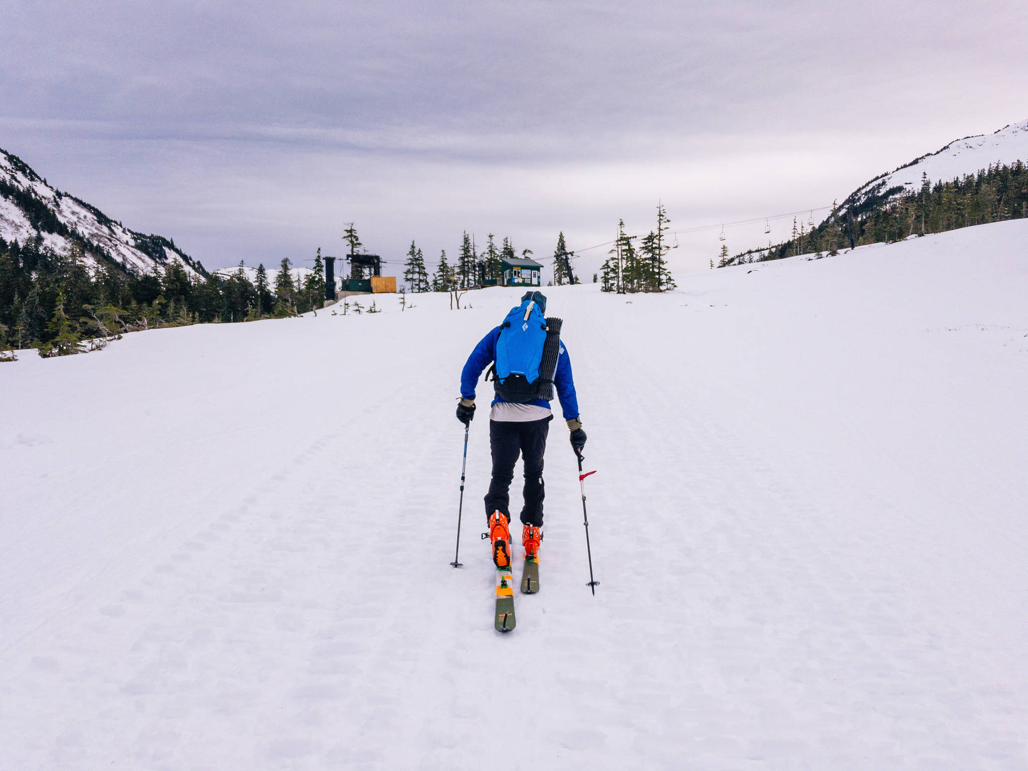 Forest Wagner leads the way up to Black Bear chairlift at Eaglecrest Ski Area on Wednesday, Dec. 6.