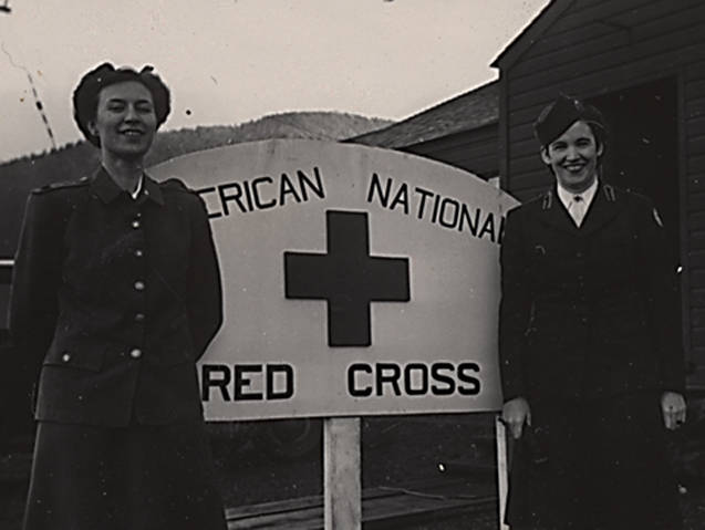 Red Cross sewing volunteers work in Sitka. Sitka History Museum E.W. Merrill collection,