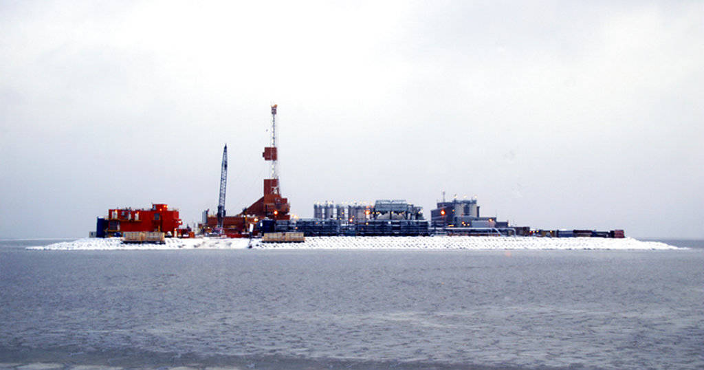 In this Oct. 17, 2017 photo provided by the Bureau of Safety and Environmental Enforcement, oil production equipment appears on Spy Island, an artificial island in state waters of Alaska’s Beaufort Sea. The Trump administration on Thursday, Jan. 4, 2018 moved to vastly expand offshore drilling from the Atlantic to the Arctic oceans with a plan that would open up federal waters off the Pacific coast for the first time in more than three decades. Alaska’s Beaufort Sea is one of those areas. (Guy Hayes | Bureau of Safety and Environmental Enforcement)