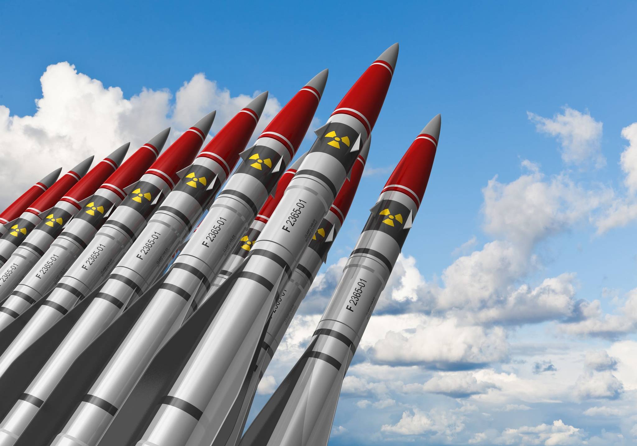 A row of heavy nuclear missiles. (123rf.com Stock Photo)