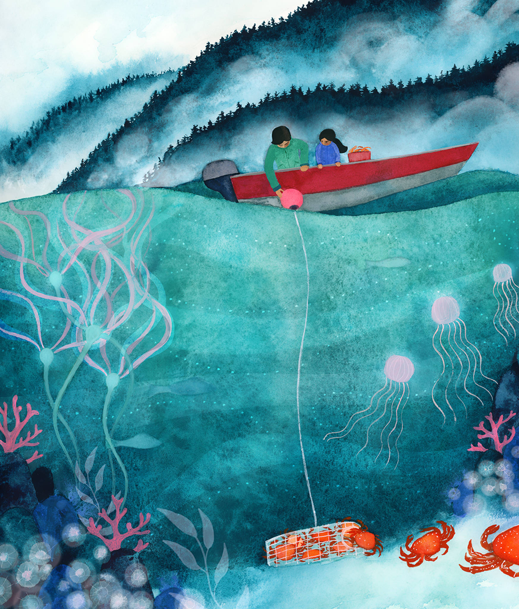 “Crab Harvest” from “Let’s Go! A Harvest Story” by Michaela Goade. Courtesy image.