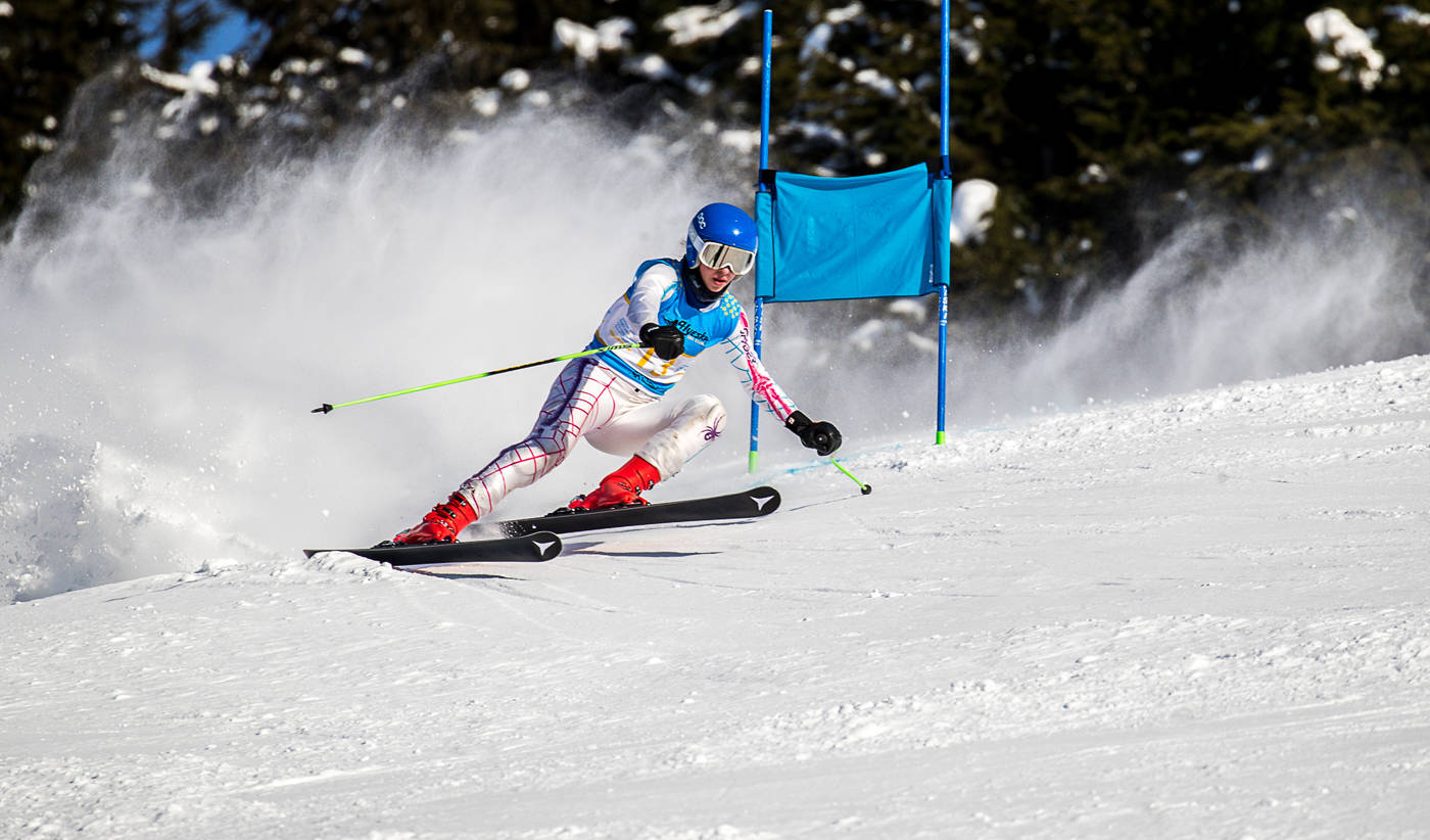 Juneau Ski Club&rsquo;s JoJo Griggs races in the giant slalom at the Alyeska Cup/Alaska State Championships on Saturday at Alyeska Resort in Girdwood. (Bob Eastaugh | Courtesy Photo)
