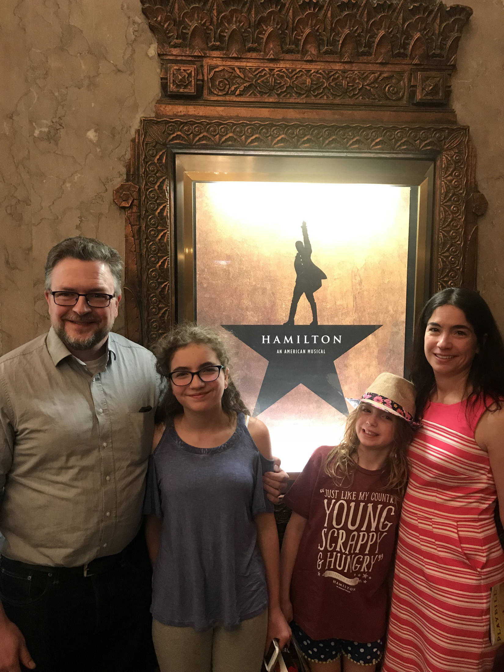 The author, Clint J. Farr, and family attend the play “Hamilton” at Pantages Theatre in Los Angeles. Coincidentally, the author transmogrified into his grandfather that very same weekend. Courtesy of Clint J. Farr