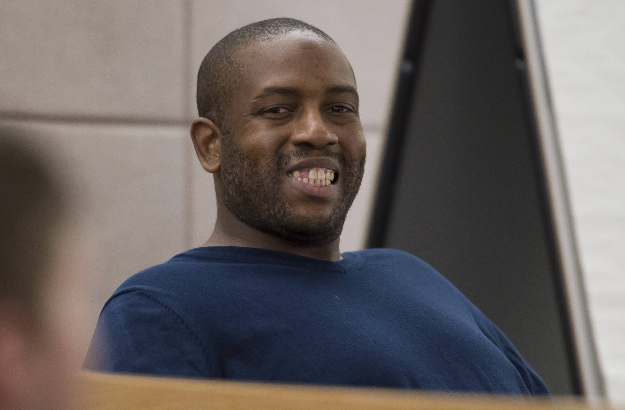 Laron Carlton Graham appears in Juneau Superior Court on Monday, Feb. 26, 2018, for an arraignment on two counts of first-degree murder for the Nov. 15, 2015 shooting deaths of 36-year-old Robert H. Meireis and 34-year-old Elizabeth K. Tonsmeire. (Michael Penn | Juneau Empire)