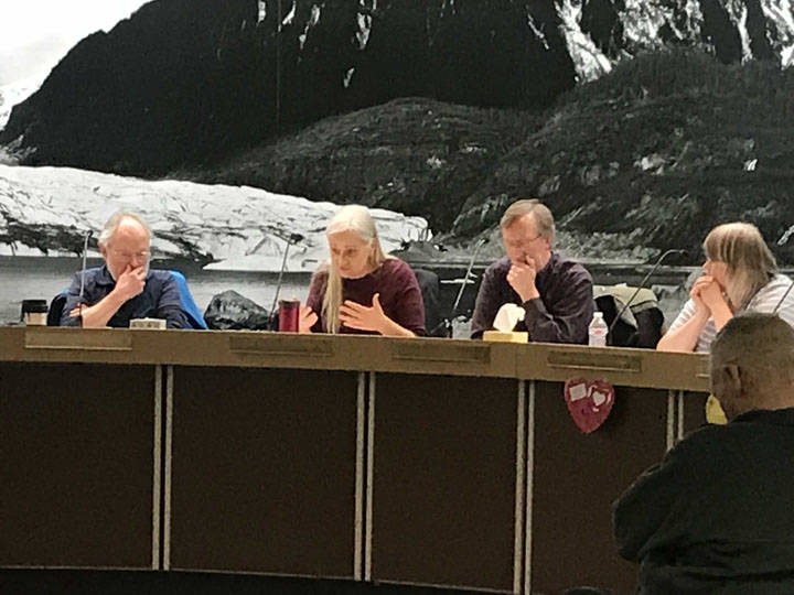 City and Borough of Juneau Mining Subcommittee member Maria Gladziszewski speaks to fellow members during the regular meeting at Assembly Chambers Monday. (Gregory Philson | Juneau Empire)