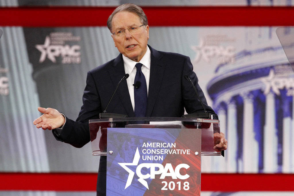 In this Feb. 22 photo, National Rifle Association Executive Vice President and CEO Wayne LaPierre, speaks at the Conservative Political Action Conference (CPAC), at National Harbor, Maryland. (Jacquelyn Martin | The Associated Press File)