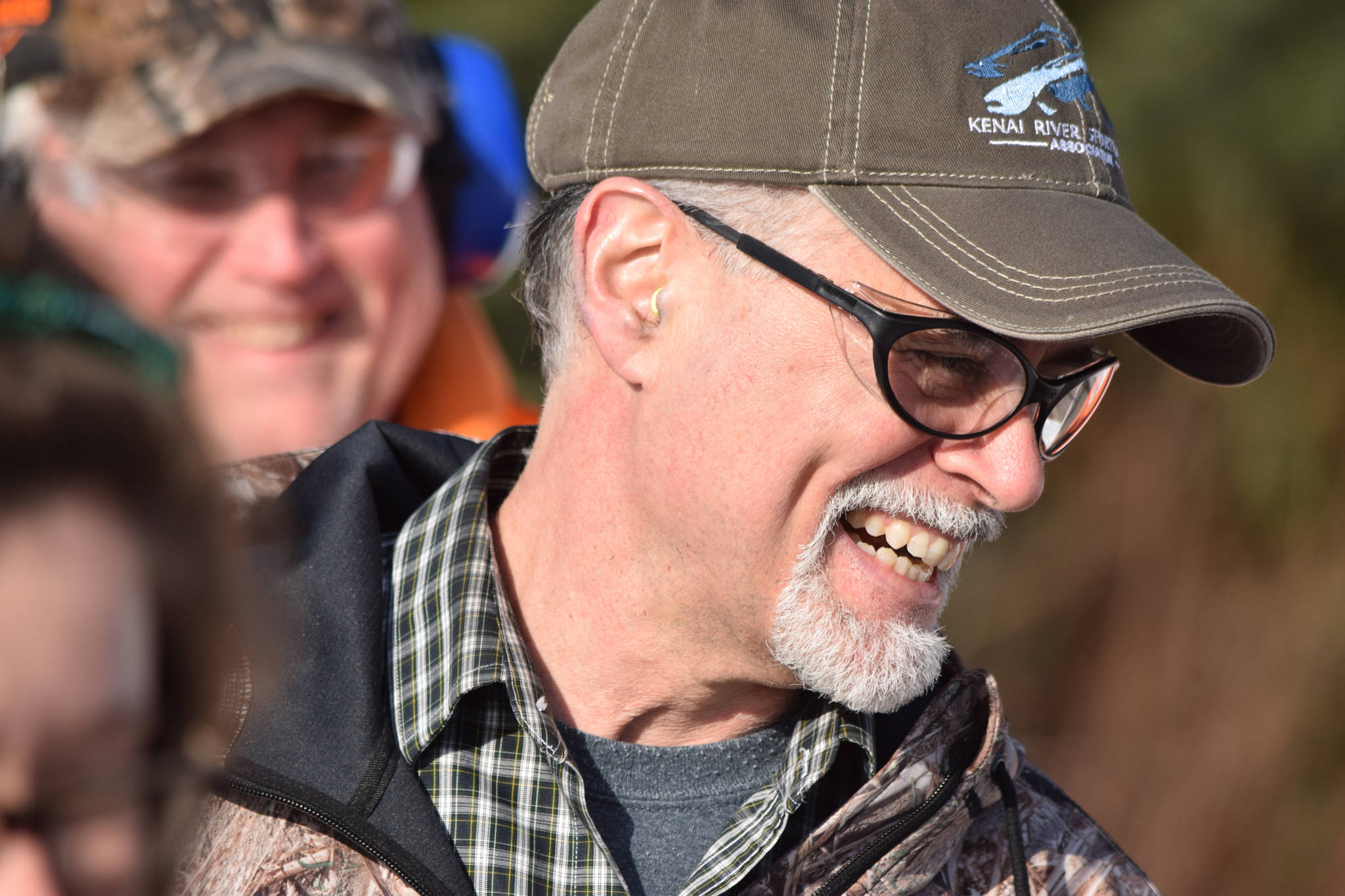 Sen. Peter Micciche, R-Soldotna, smiles after shooting in the rifle competition of the 21st annual Legislative Shoot on Saturday, March 17, 2018 at the Juneau Gun Club. Micciche’s team, Majority Arms, took first place overall. (James Brooks | Juneau Empire)