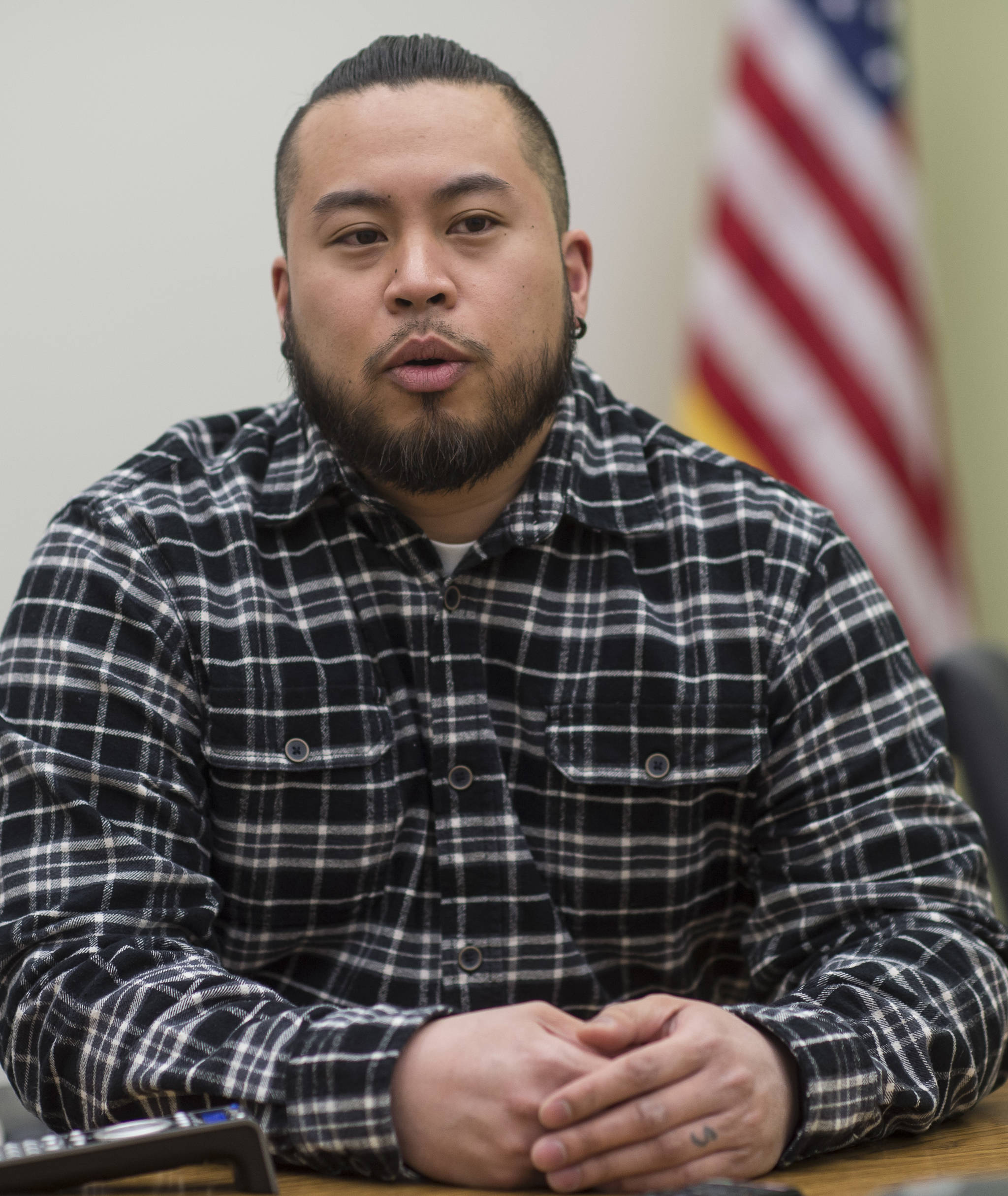 Jon Malacas, a juvenile officer at Johnson Youth Center, talks about the weeklong Transitional Camp he directs at the center on Thursday, April 5, 2018. (Michael Penn | Juneau Empire)