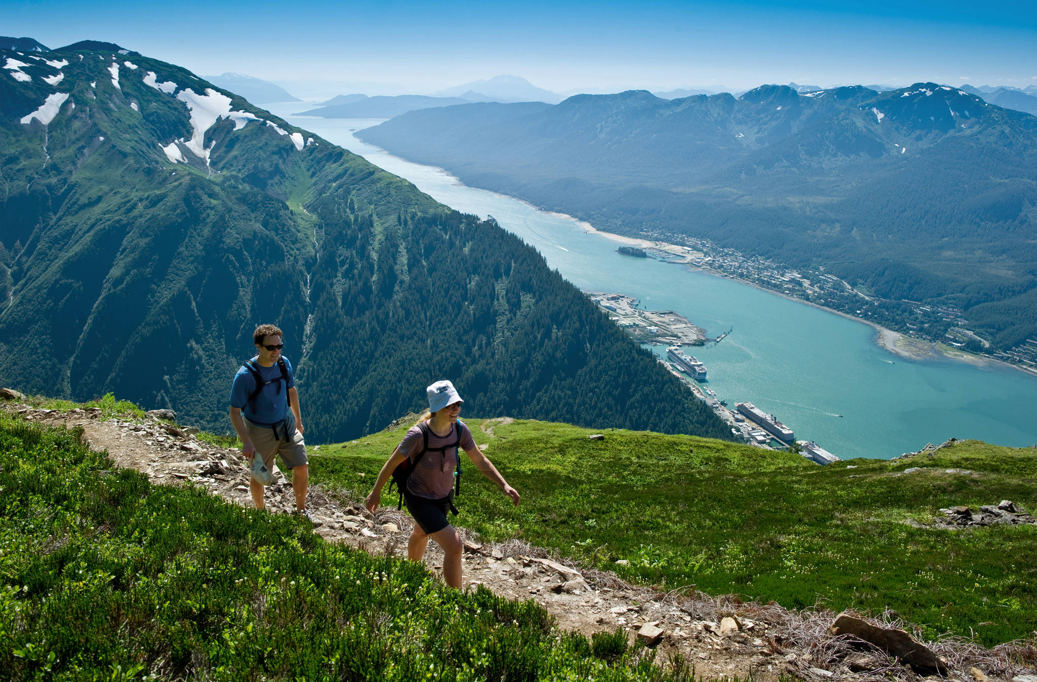 In this July 2013 photo, people hike near the top of Mount Juneau. (Michael Penn | Juneau Empire File)