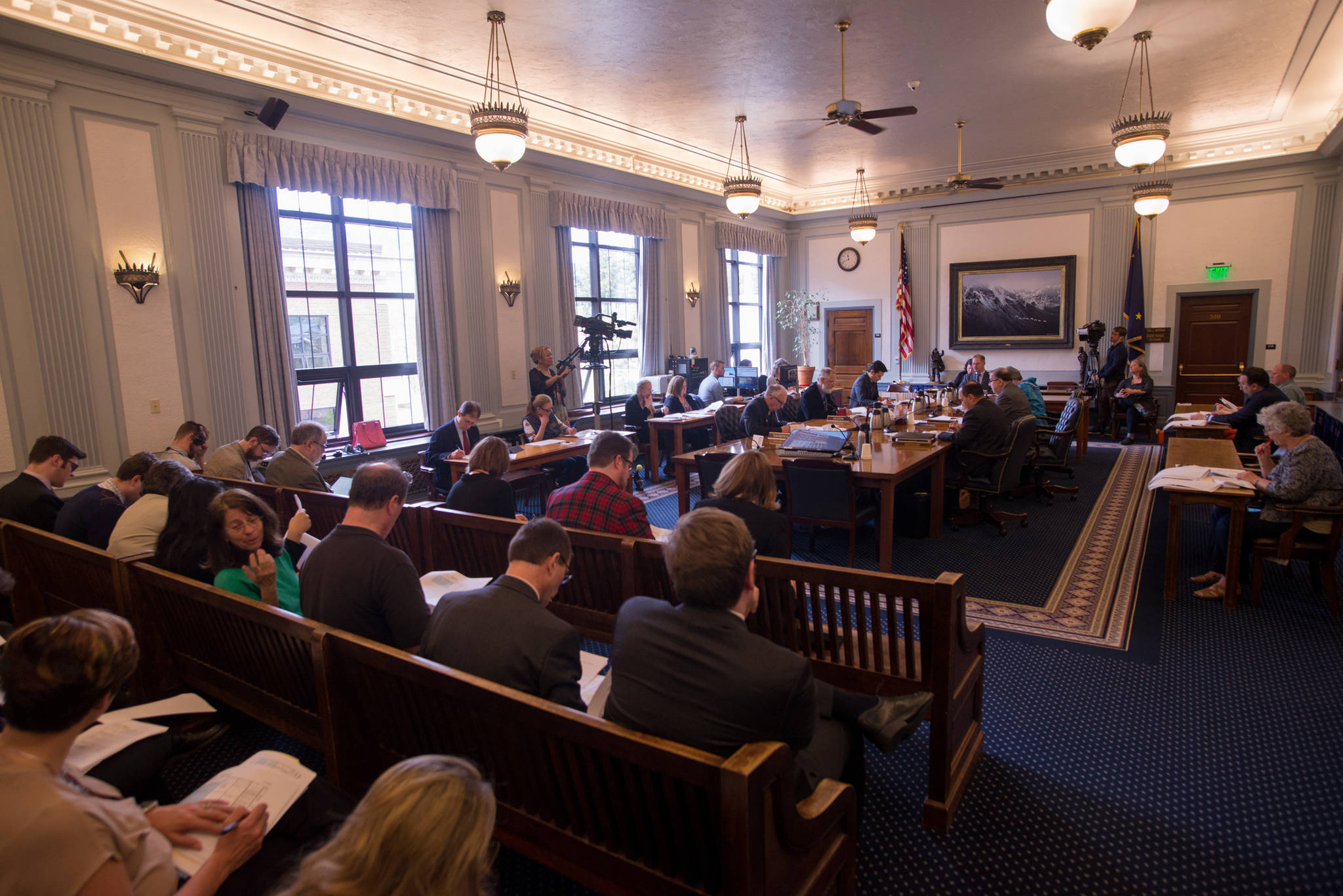 House and Senate negotiators meet Thursday, May 10, 2018 in the Alaska State Capitol as they consider a compromise budget needed to adjourn the legislative session. (Brian Hild | Alaska House Majority)
