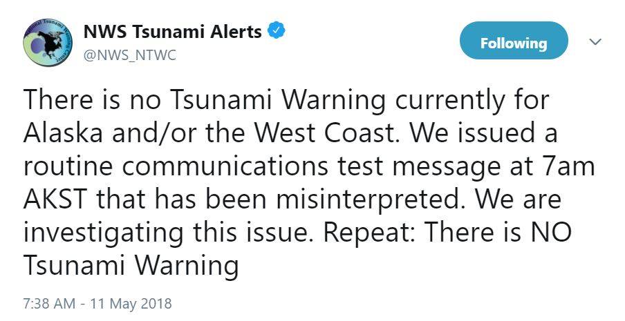 Test of tsunami warning system causes brief alarm