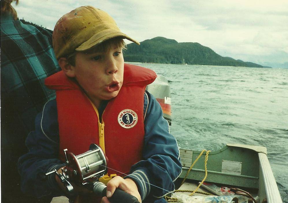 Bjorn Dihle, six years old, fishing for halibut. Courtesy image.