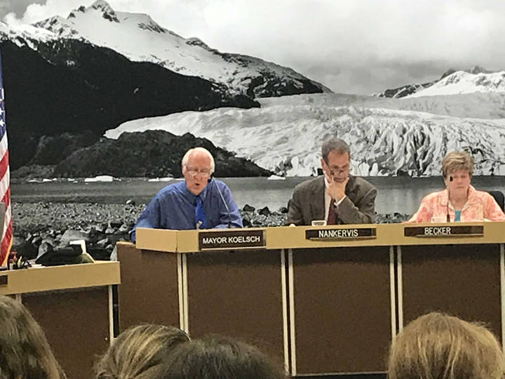 Mayor Ken Koelsch speaks during the City and Borough of Juneau Assembly meeting Monday night. (Gregory Philson | Juneau Empire)