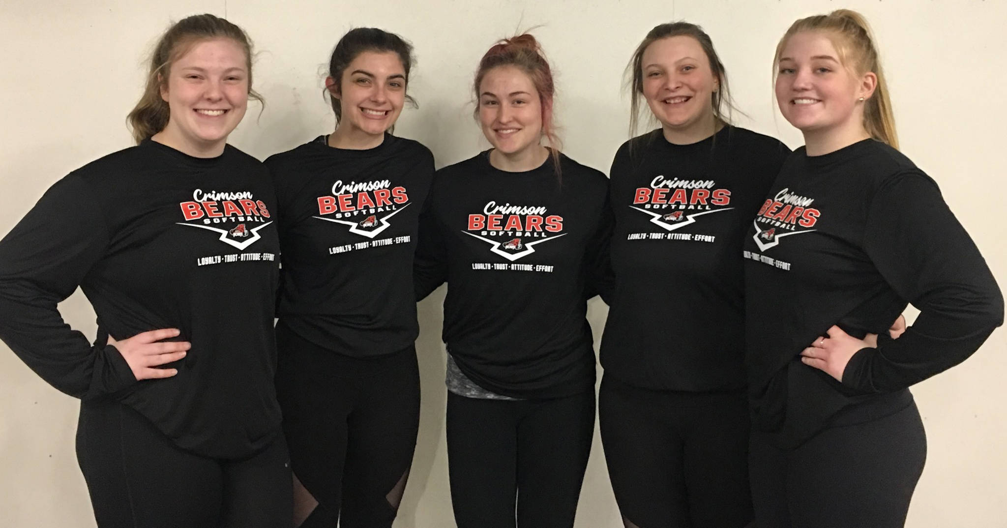 2018 Juneau-Douglas High School softball senior class (L to R): Abby Meiners, Leah Spargo, Elisa Fabrello, Caitlynn Rich, Morgan Balovich. (Courtesy Photo | Lexi Razor)