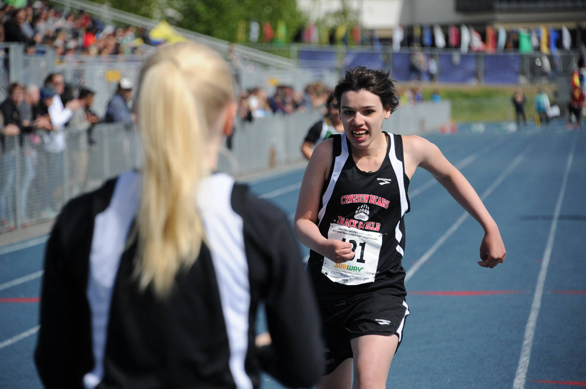 Brianna Fallis at the state track and field championships Saturday, May 26, 2018 in Palmer, AK. (Michael Dinneen | For the Juneau Empire)