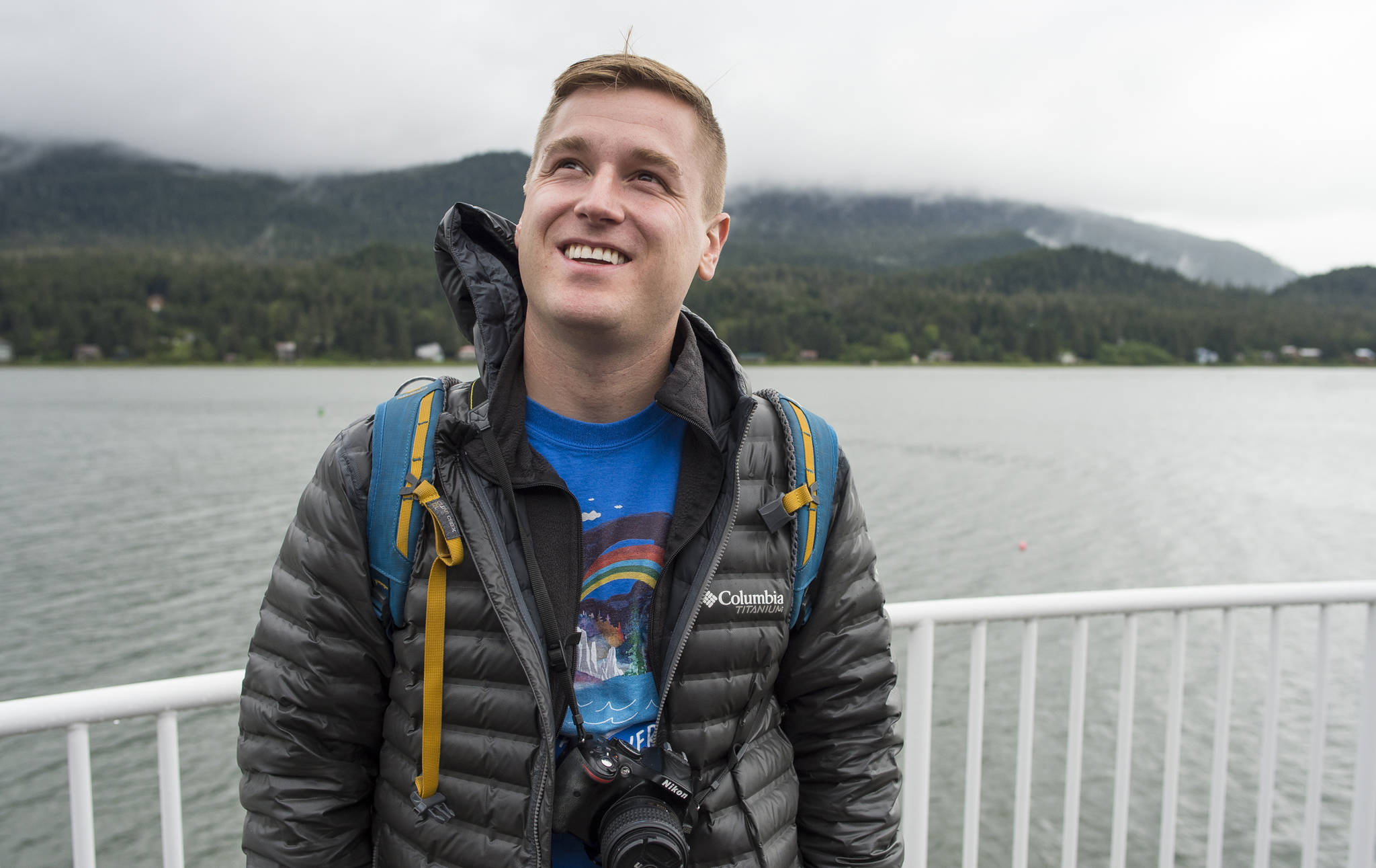 Mikah Meyer visits the Macaulay Salmon Hatchery during a stop in Juneau on Monday, May 28, 2018. Meyer plans visit all 417 National Park Service sites to honor his father who passed from cancer. Juneau will marks his first step in Alaska and the beginning of my Memorial Day to Labor Day summer visiting all 23 of Alaska’s NPS sites. (Michael Penn | Juneau Empire)