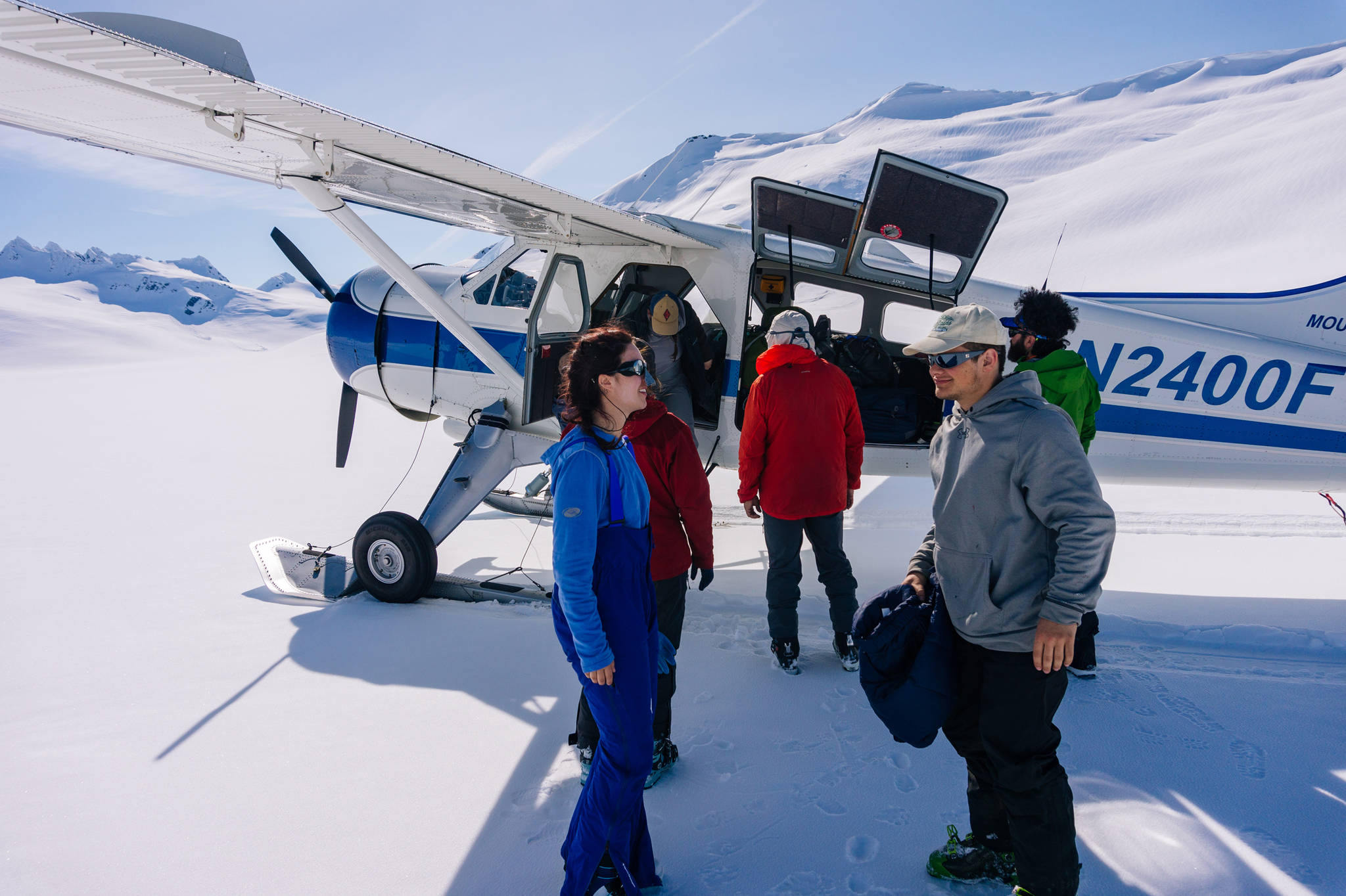 Unloading onto the Meade Glacier by sky plane. (Gabe Donohoe | For the Juneau Empire)