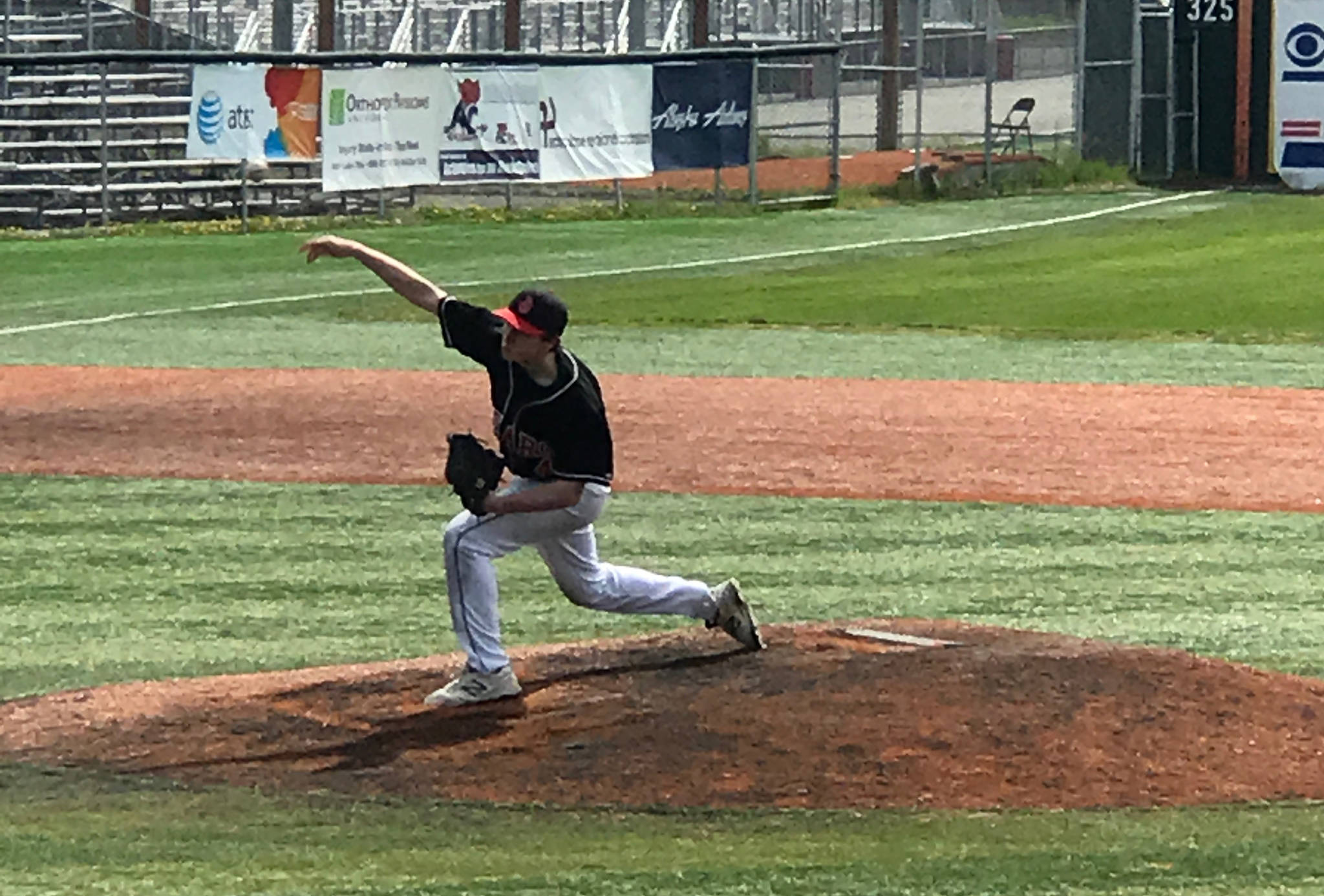 Juneau-Douglas High School’s Brock McCormick pitches against North Pole in the ASAA state baseball championships on Thursday at Mulcahy Stadium in Anchorage. (Courtesy Photo | Tami Wahto)