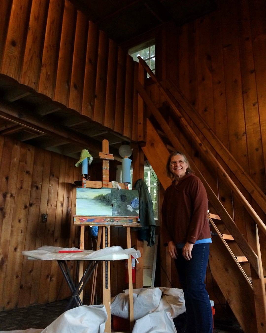 Patti Hutchens-Jouppi inside Ernest Gruening Cabin during her first residency in 2015. Courtesy image.