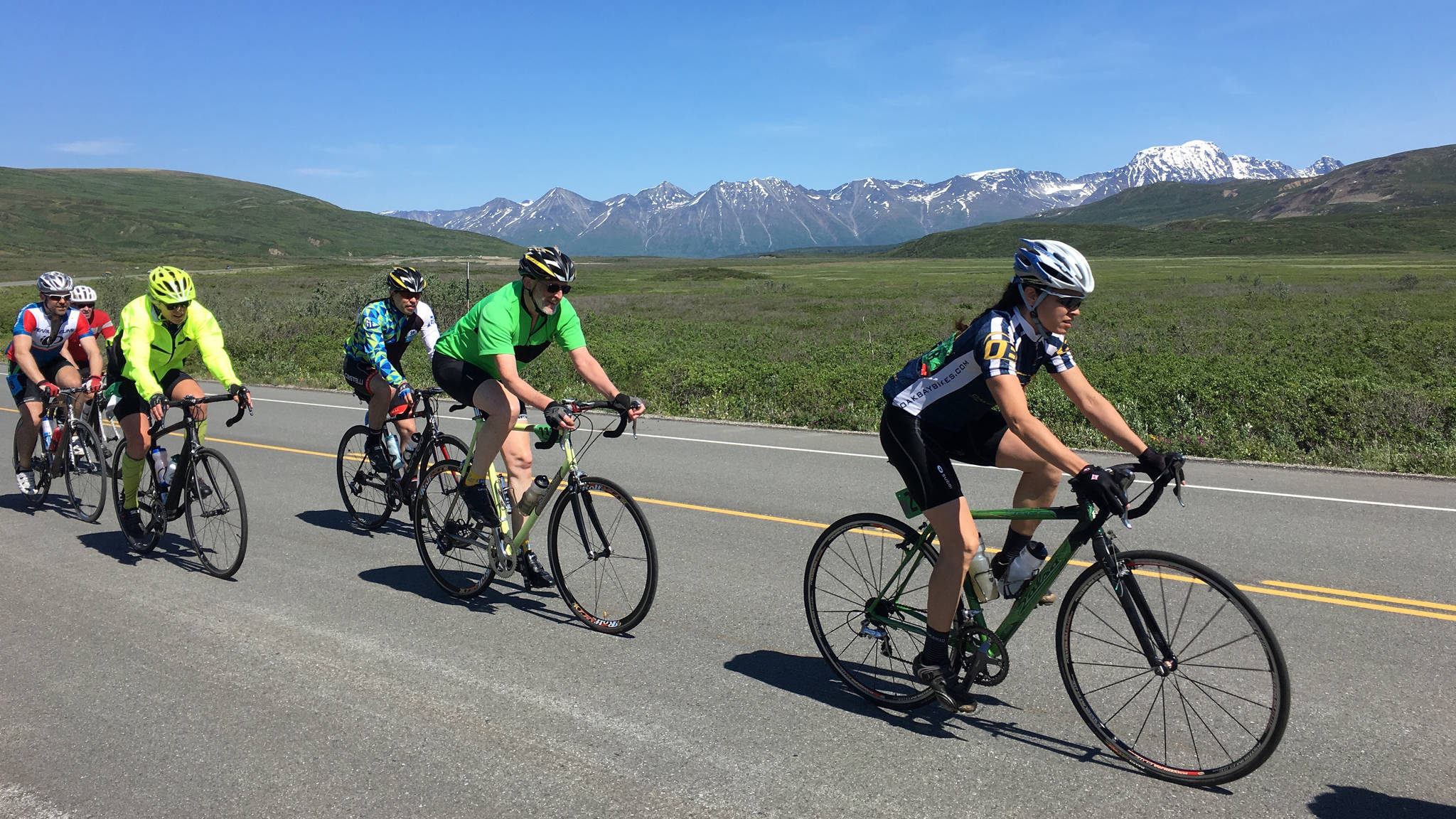 Cyclists race during the 2016 Kluane Chilkat International Bike Relay. (Courtesy Photo | Jim Ustasiewski)