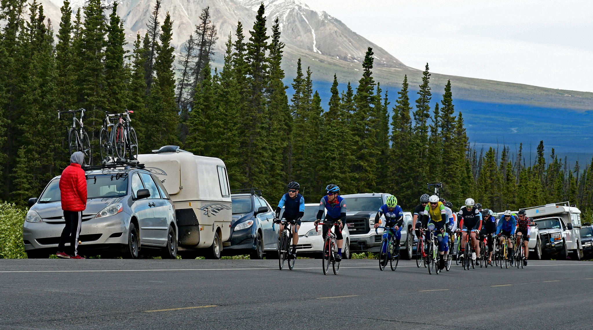 Racers begin the Kluane Chilkat International Bike Relay on Saturday. (Courtesy Photo | Rob Welton)