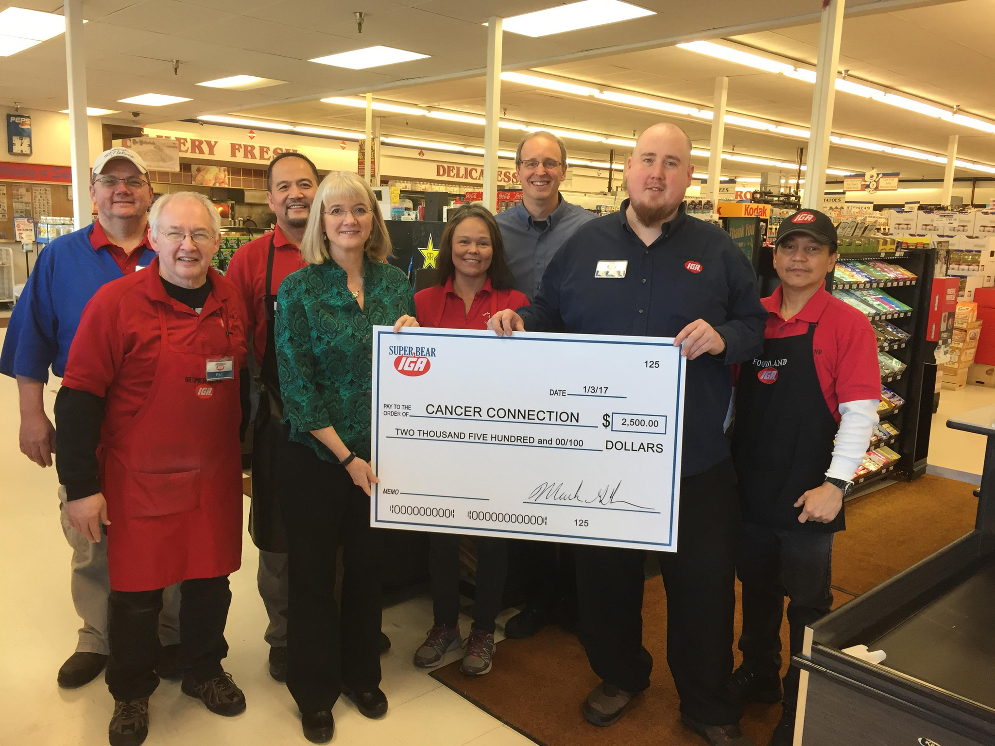 Super Bear IGA chose the Cancer Connection of Juneau as its donation recipient this year. Super Bear IGA donated $2,500. (Courtesy photo)