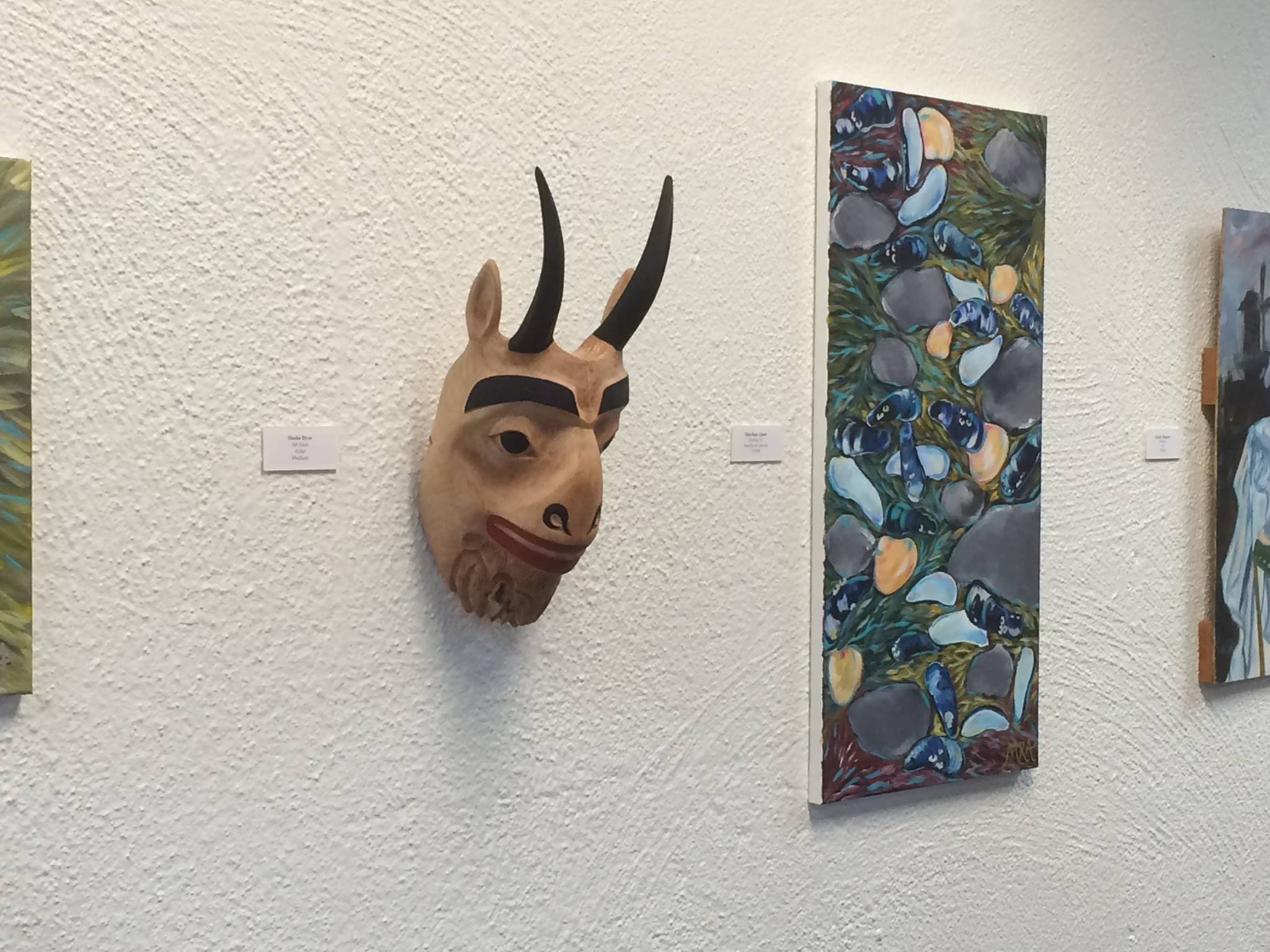An alder mask of a mountain goat created by Sheila Dyer was recently part of an exhibit at the Juneau Arts & Culture Center. It was reported stolen Monday.