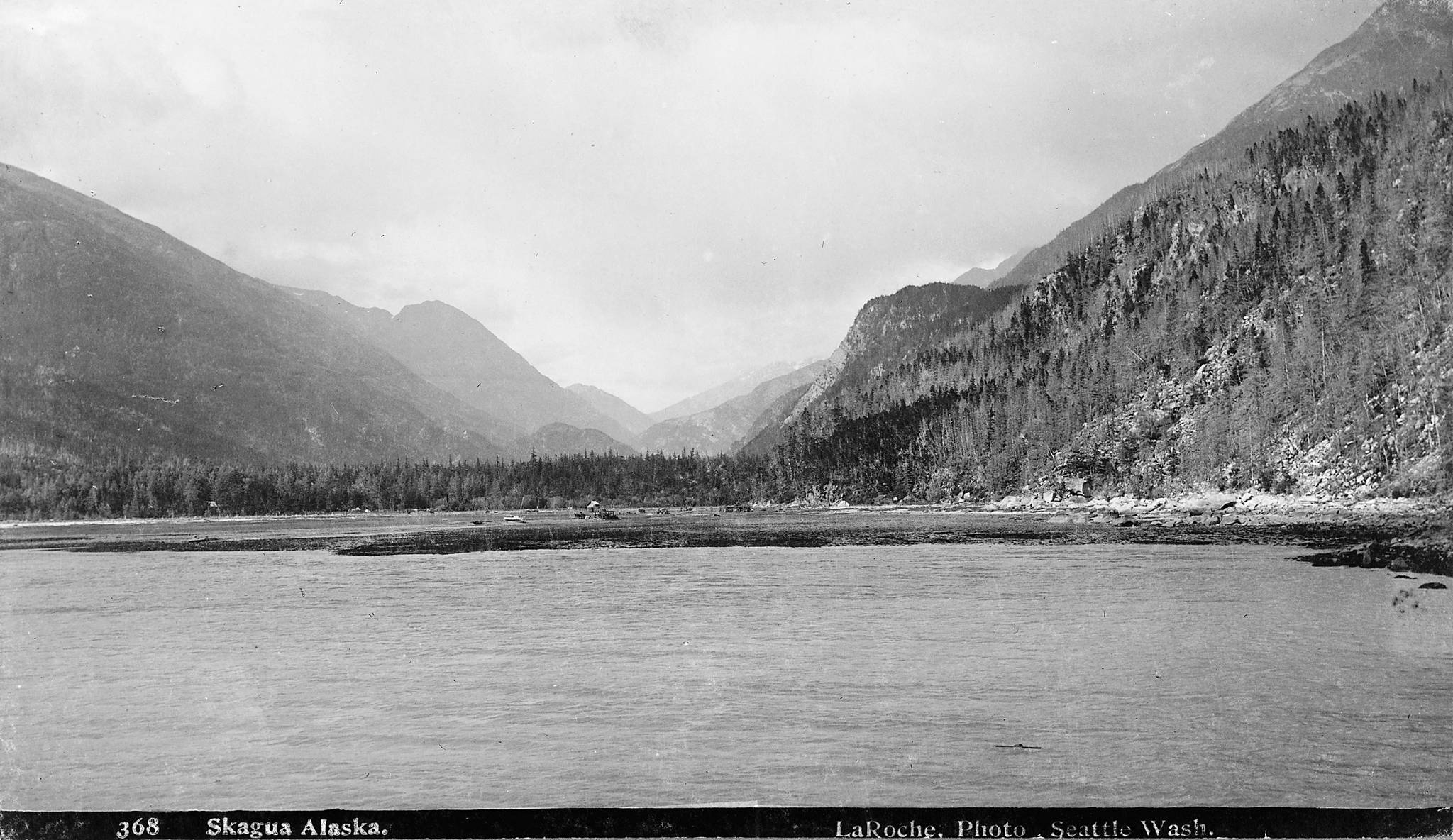 The view of Skagway from the deck of the steamer Queen on July 26, 1897. Image courtesy of the Klondike Gold Rush National Historical Park, KLGO SE-9-8799.