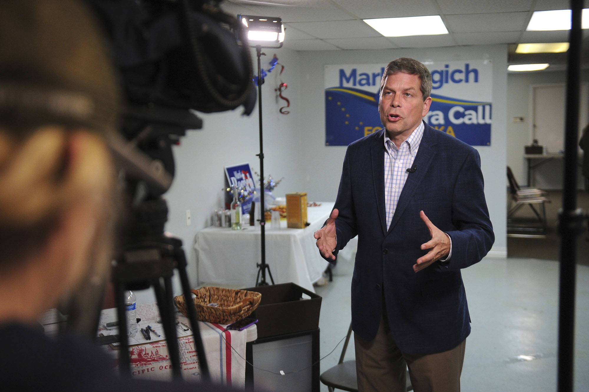 In this Aug. 21 photo, Democratic gubernatorial candidate Mark Begich is interviewed following his primary victory in Anchorage. (Michael Dinneen | The Associated Press File)