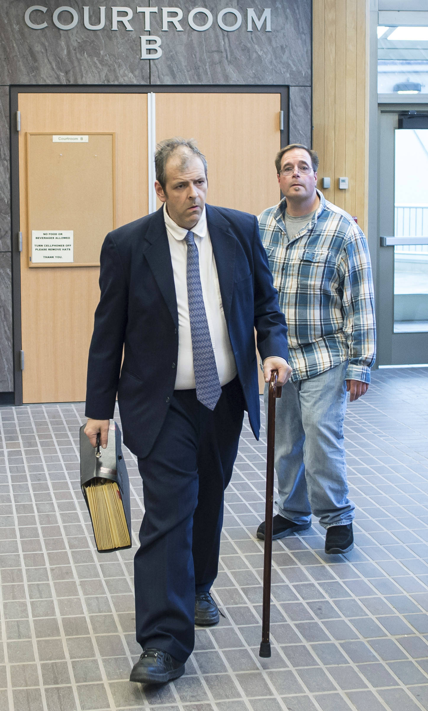 James Barrett appears for his court hearing at the Dimond Courthouse on Thursday, Sept. 6, 2018. Barrett is fighting being evicted from his house at Harris and 4th Street he co-owns with his mother, Kathleen. (Michael Penn | Juneau Empire)