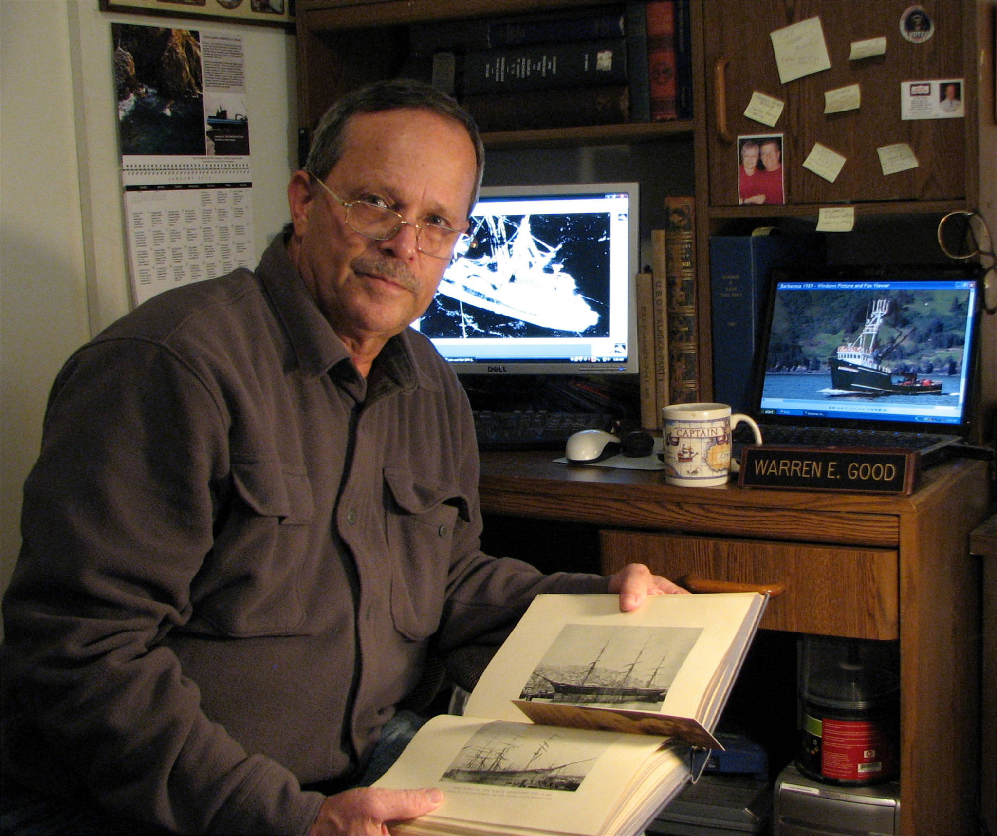 Captain Warren Good compiles research for his books and website about Alaska shipwrecks. (Courtesy Photo | Warren Good)