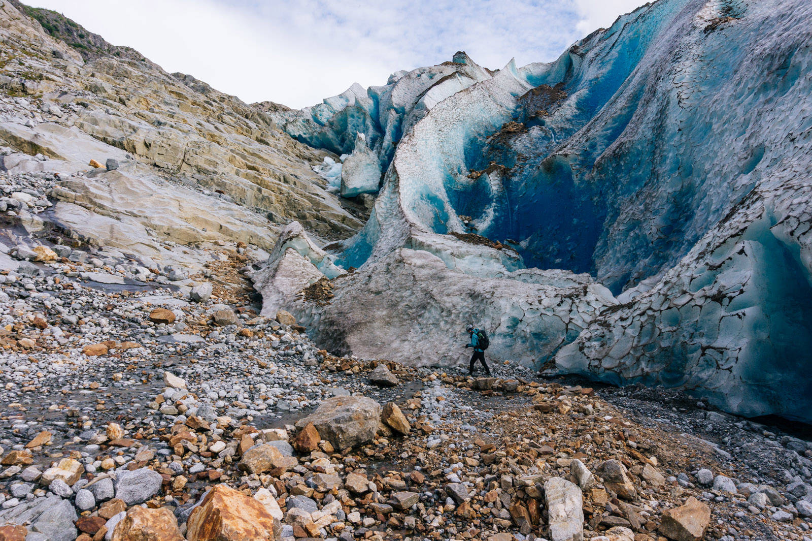 Deposited moraine covers the ground on the north side of the Herbert Glacier. (Gabe Donohoe | For the Juneau Empire)