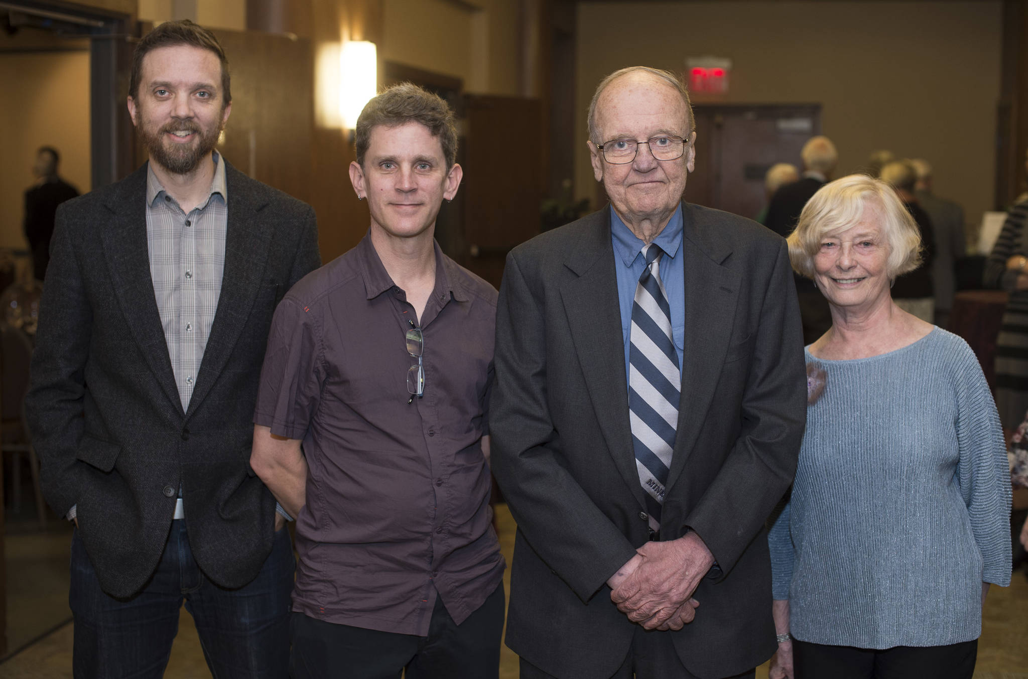 Mike Blackwell smiles with his sons, Andrew and Matthew, and friend, Carolyn Naftel. Blackwell recently received the Juneau Community Foundation’s Philanthropist of the Year award. (Courtesy Photo | Michael Penn for Juneau Community Foundation)