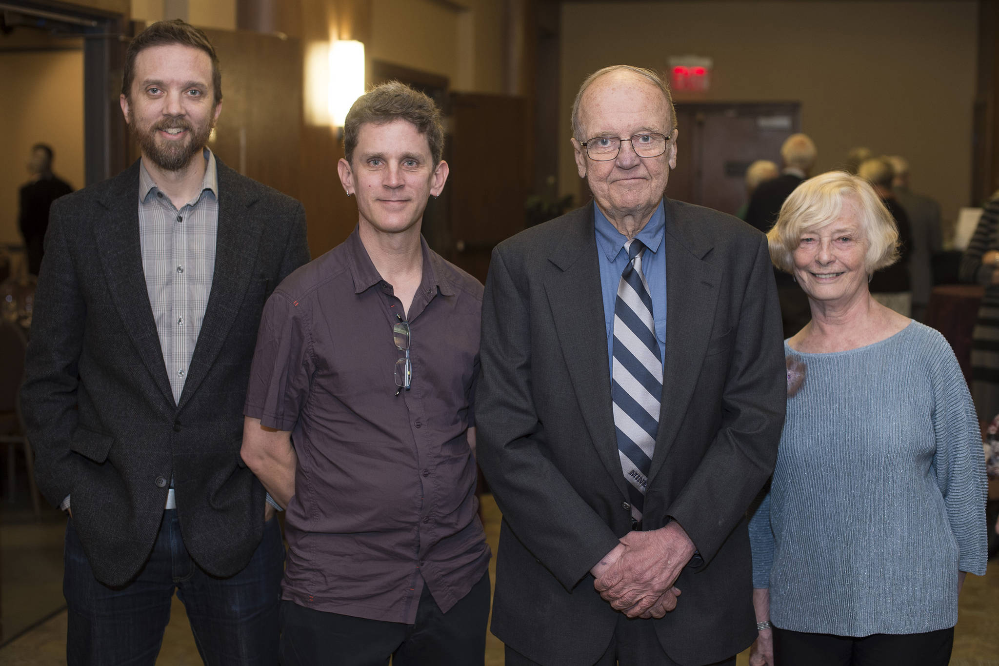 Mike Blackwell with sons, Andrew and Matthew, and friend, Carolyn Naftel. Michael Blackwell was the recipient of the Philanthropist of the Year award from Juneau Community Foundation. (Courtesy Photo | Michael Penn via Juneau Community Foundation)