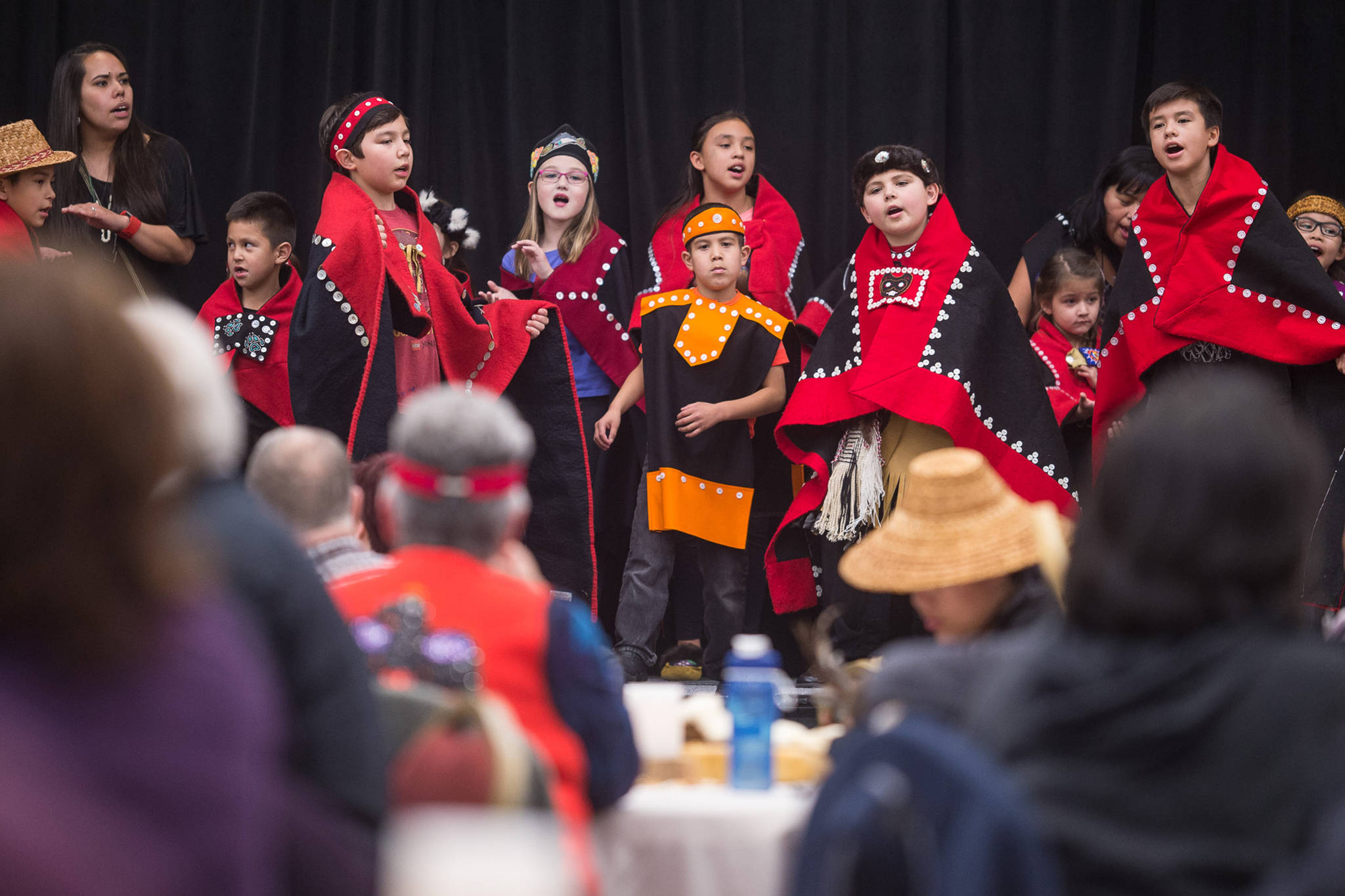 All Nations Children Dancers help Juneau residents celebrate Indigenous Peoples Day at Elizabeth Peratrovich Hall on Monday, Oct. 9, 2017. (Michael Penn | Juneau Empire File)