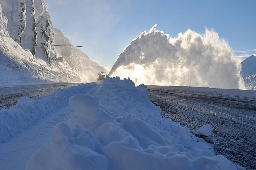 Snow-removal crews work in White Pass during the winter of 2015-2016. (Hal Hartman | Courtesy photo)