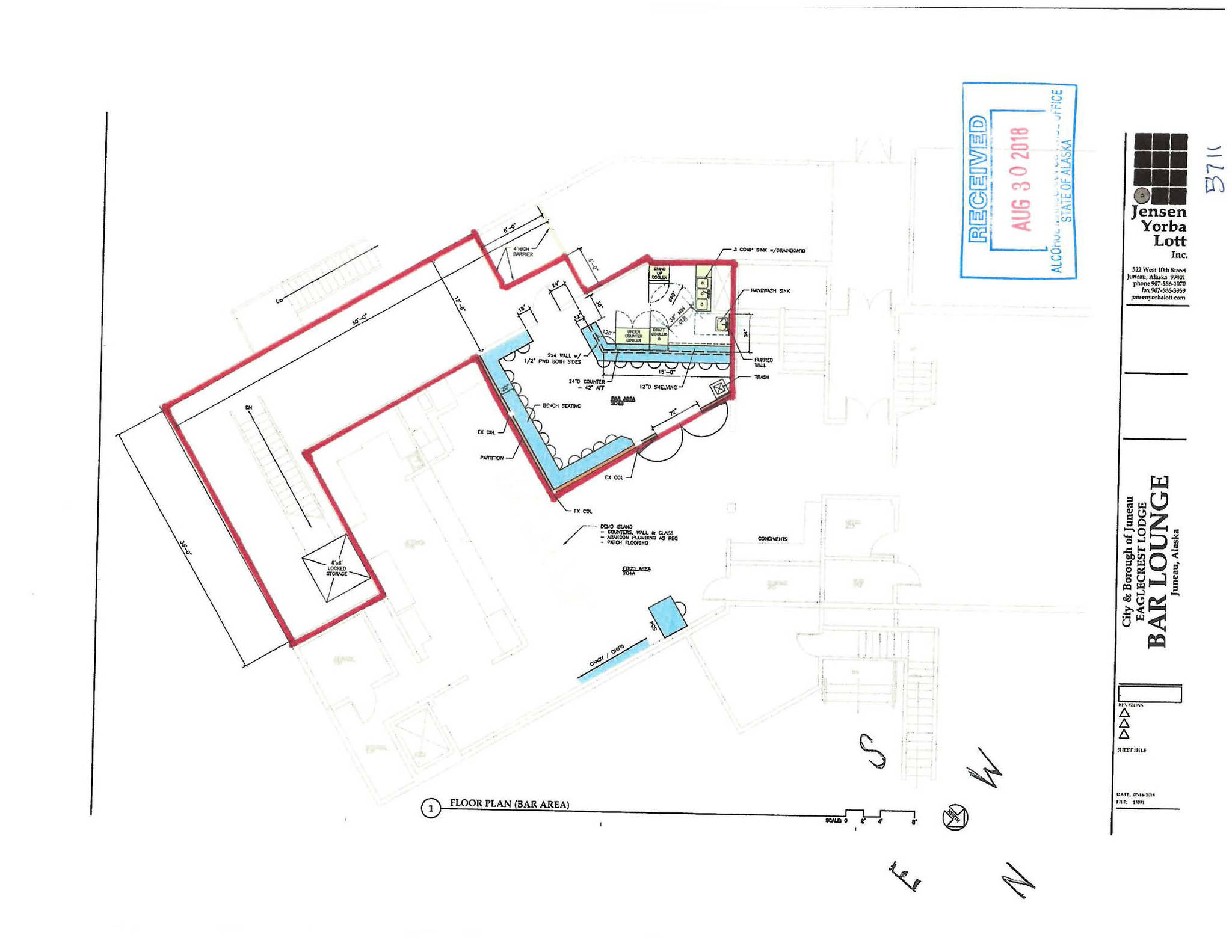 This floor plan shows the layout of the planned Old Tower Bar at Eaglecrest Ski Area. The bar’s alcohol license was rejected by the Alcoholic Beverage Control Board Monday, Oct. 15, 2018. (AMCO document)
