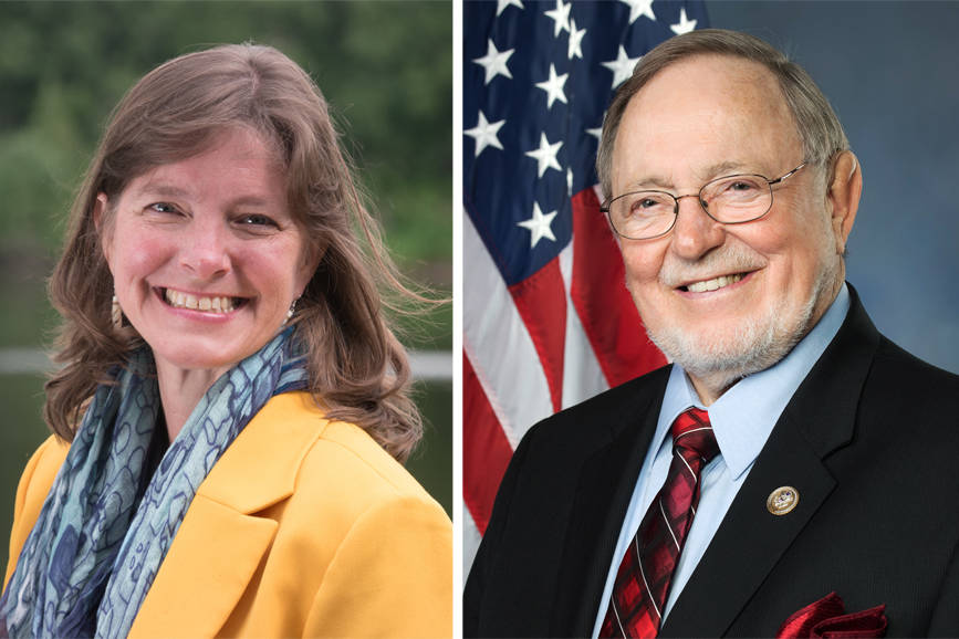 Alyse Galvin, indpendent candidate for U.S. House of Representatives, and Don Young, Republican incumbent candidate for U.S. House, are seen in a composite image using photographs submitted by their campaigns. (Composite image)