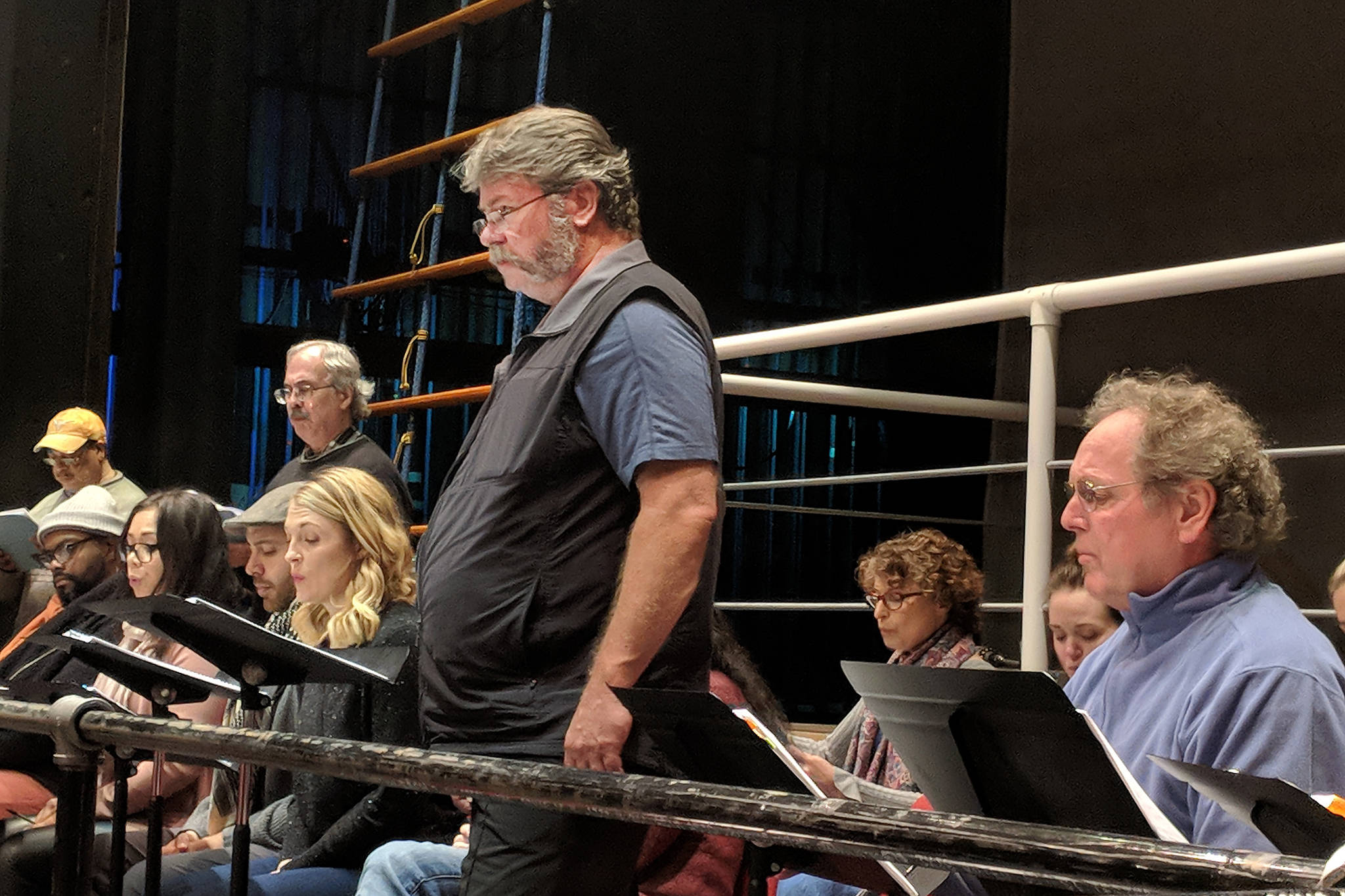 Dr. David Miller stands to sing during rehearsal for “The Princess Sophia.” In the Orpheus Project-commissioned opera, Miller plays Captain Locke.