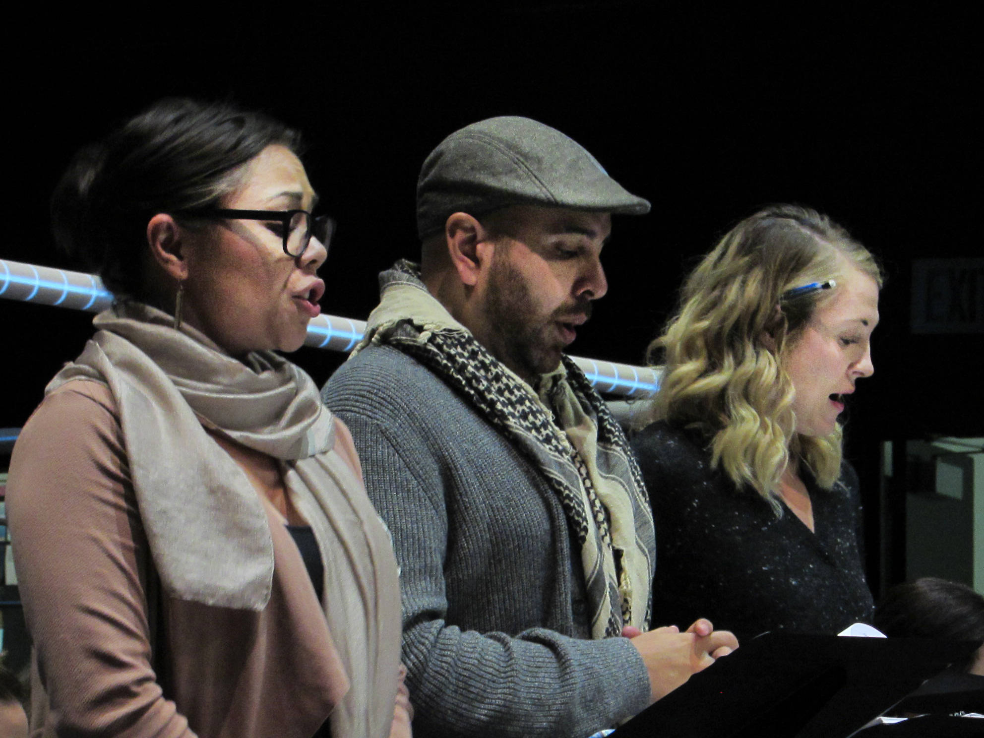 Tess Altiveros, José Rubio and Gin Anderson sing during rehearsal for “The Princess Sophia” opera. The two-act opera opens Thursday. (Ben Hohenstatt | Capital City Weekly)