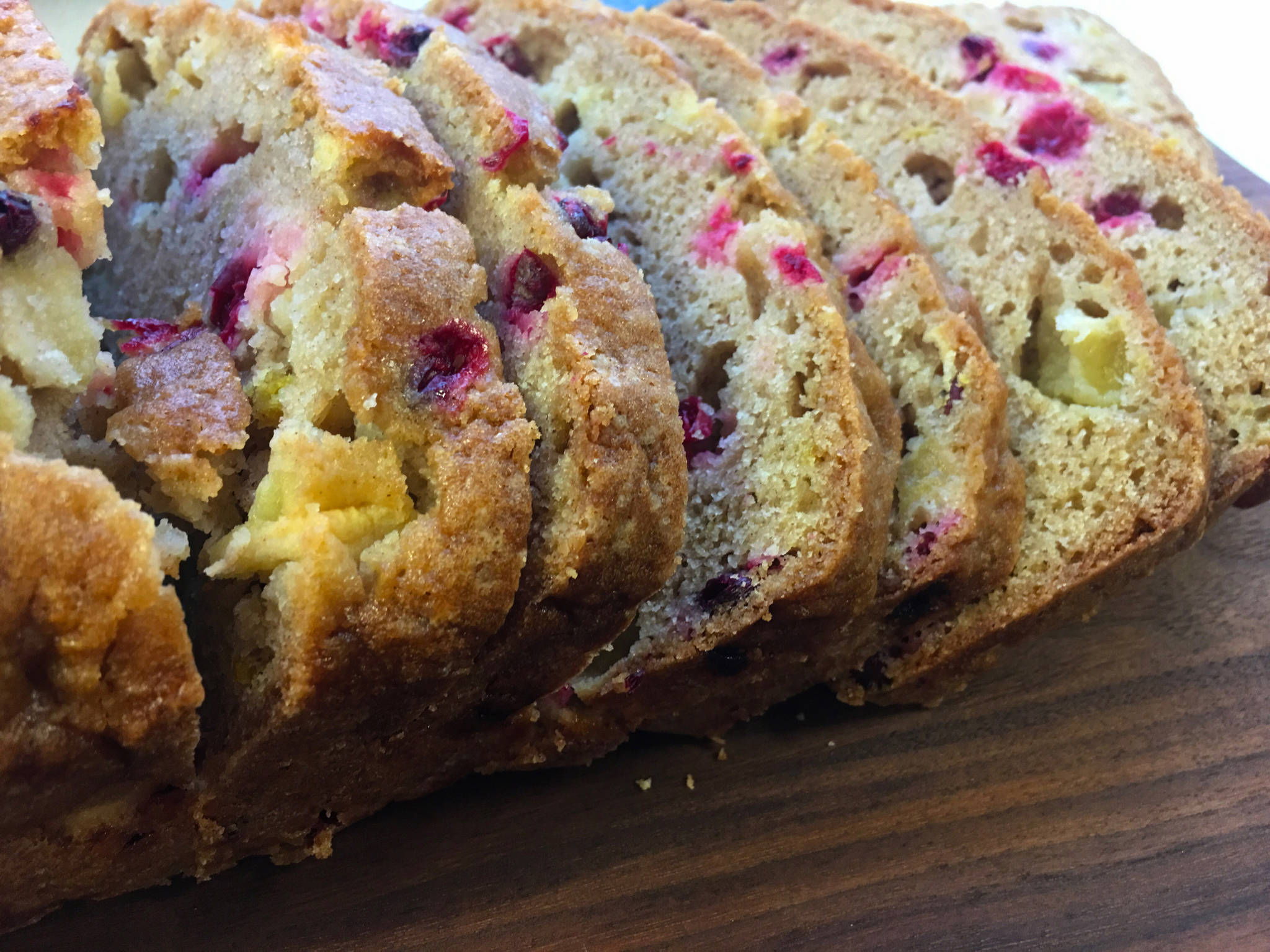 A completed loaf of cranberry-apple bread is seen in the kitchen of Erin Anais Heist on Oct. 14, 2018. (Erin Anais Heist | For the Juneau Empire)