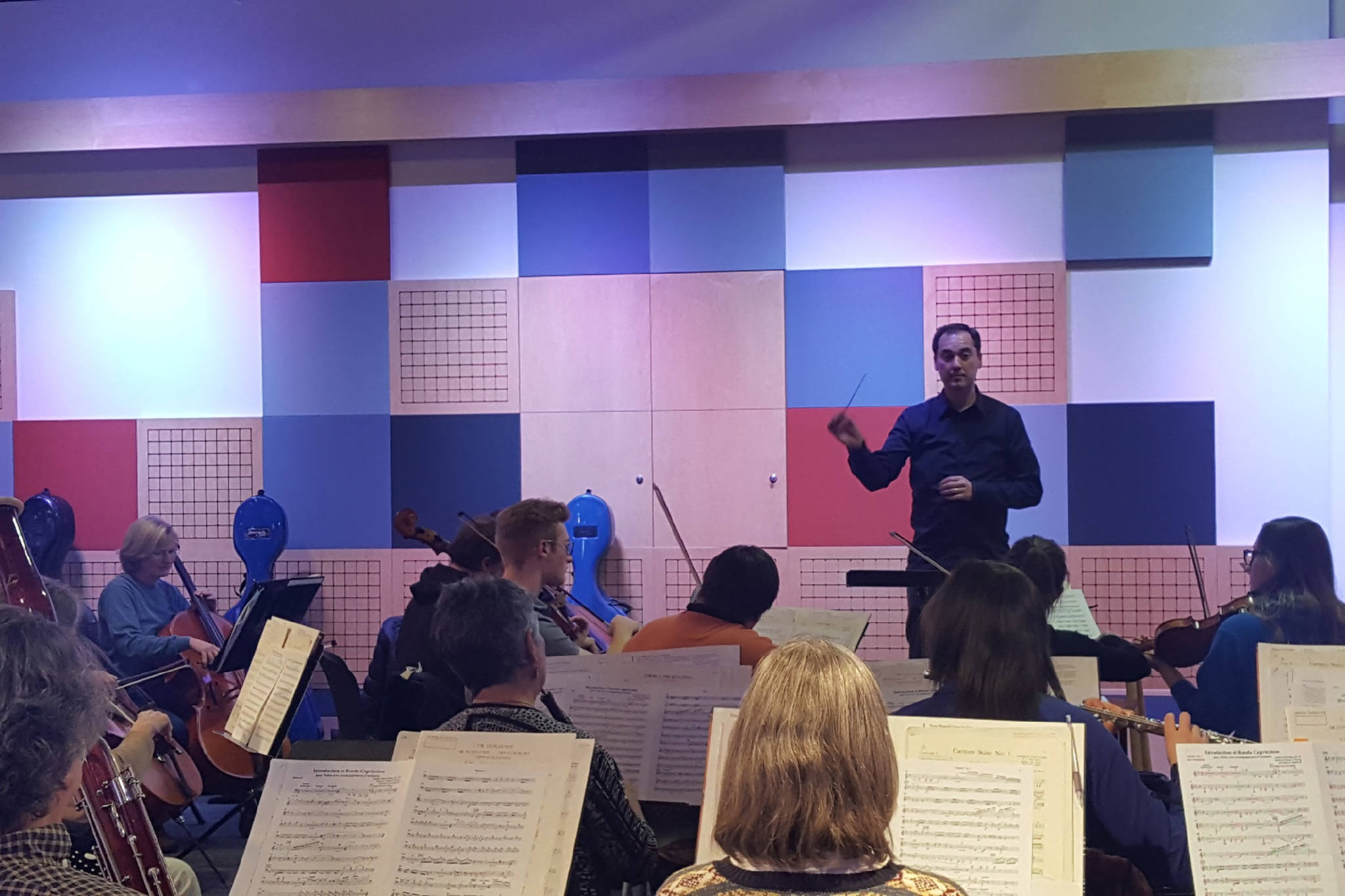 Guest conductor Dwayne Corbin leads the Juneau Symphony through rehearsals. Corbin has a history guest conducting and performing with the symphony.(Courtesy Photo | Taylor Mills)