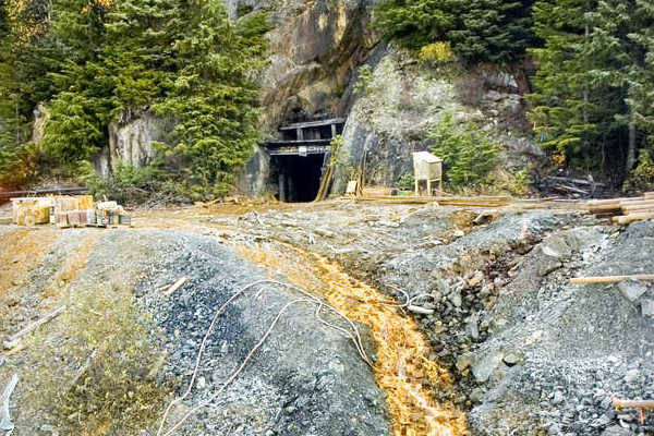 Acid contaminated water runs from the entrance of the Tulsequah Chief Mine in Canada. (Courtesy photo)