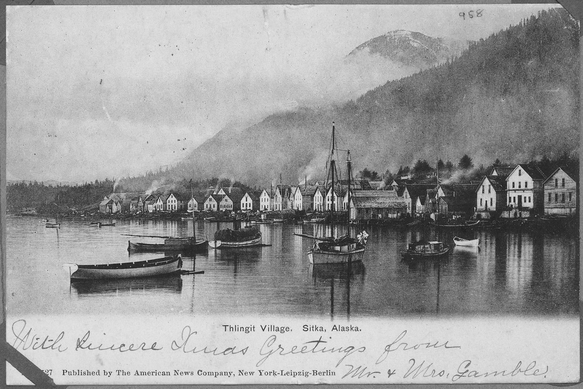 A postcard of Sitka shortly after Emily McCorkle Fitzgerald’s time. (Wikimedia commons)