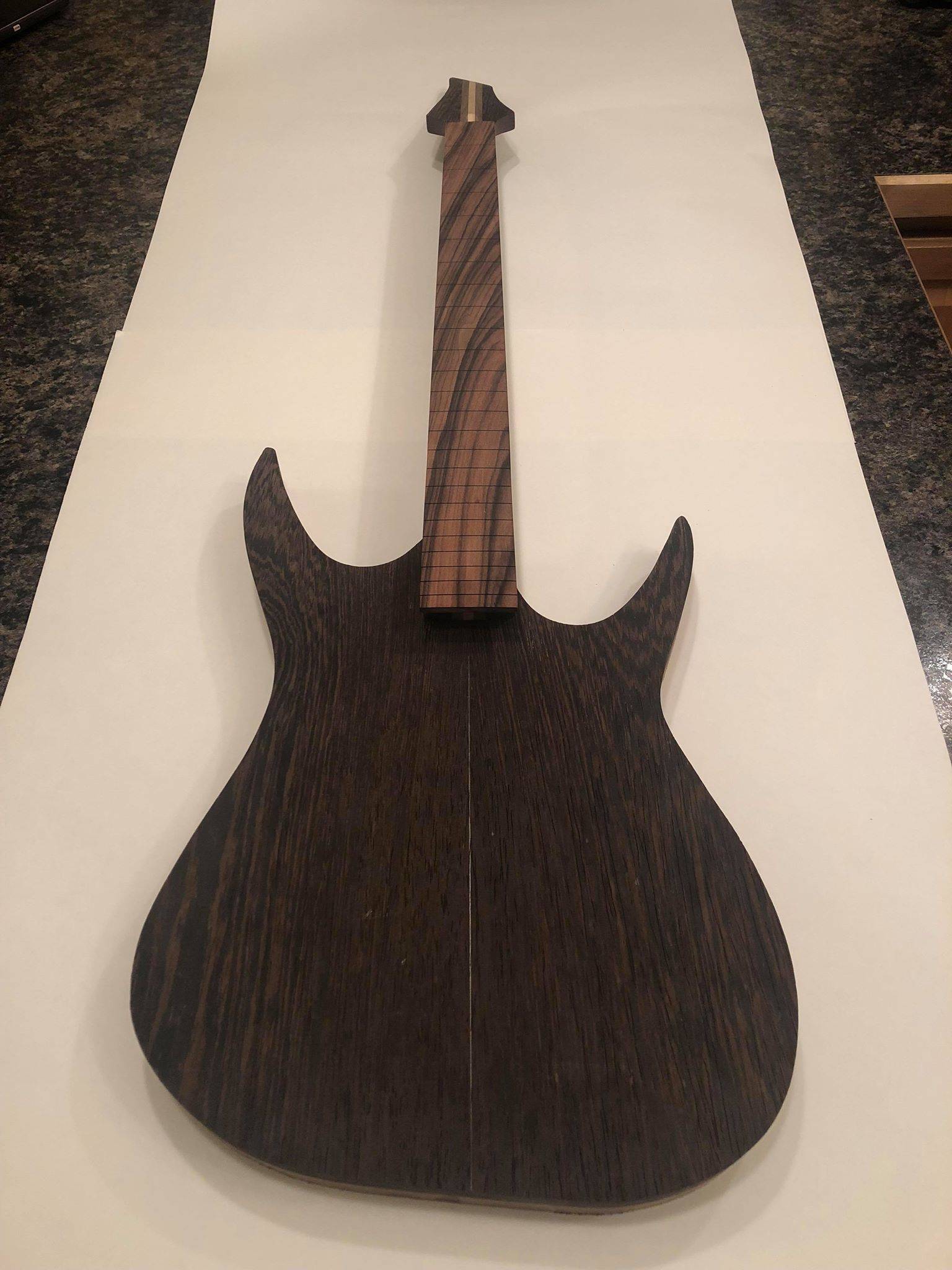 Former Juneauite Tevyn Days, who sings and plays guitar in the metal band Distance Defined, shared this photo of progress on the guitar he is currently making. (Courtesy photo | Trevyn Days)